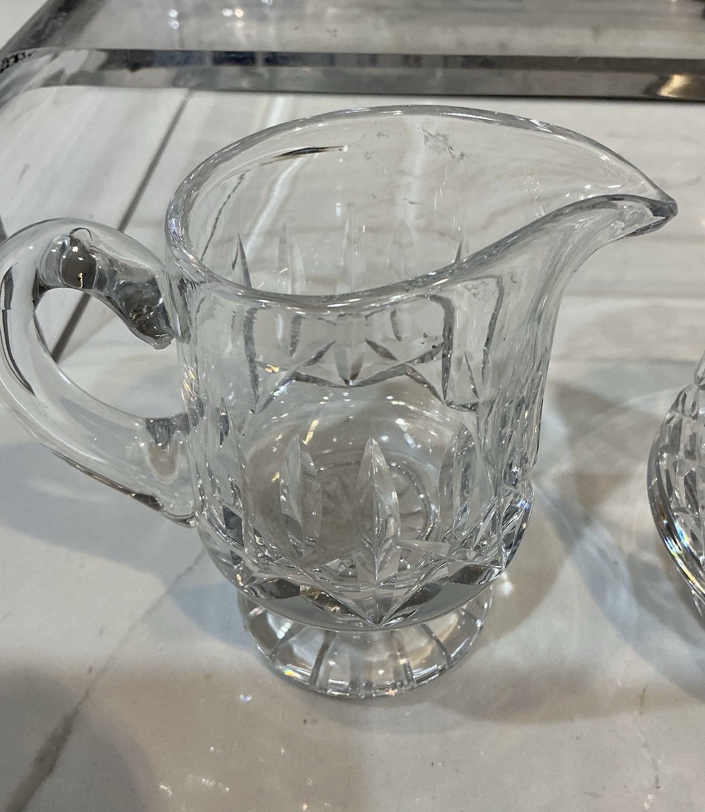 Waterford Crystal Lismore Footed Creamer and Open Sugar Bowl Set. FREE SHIPPING