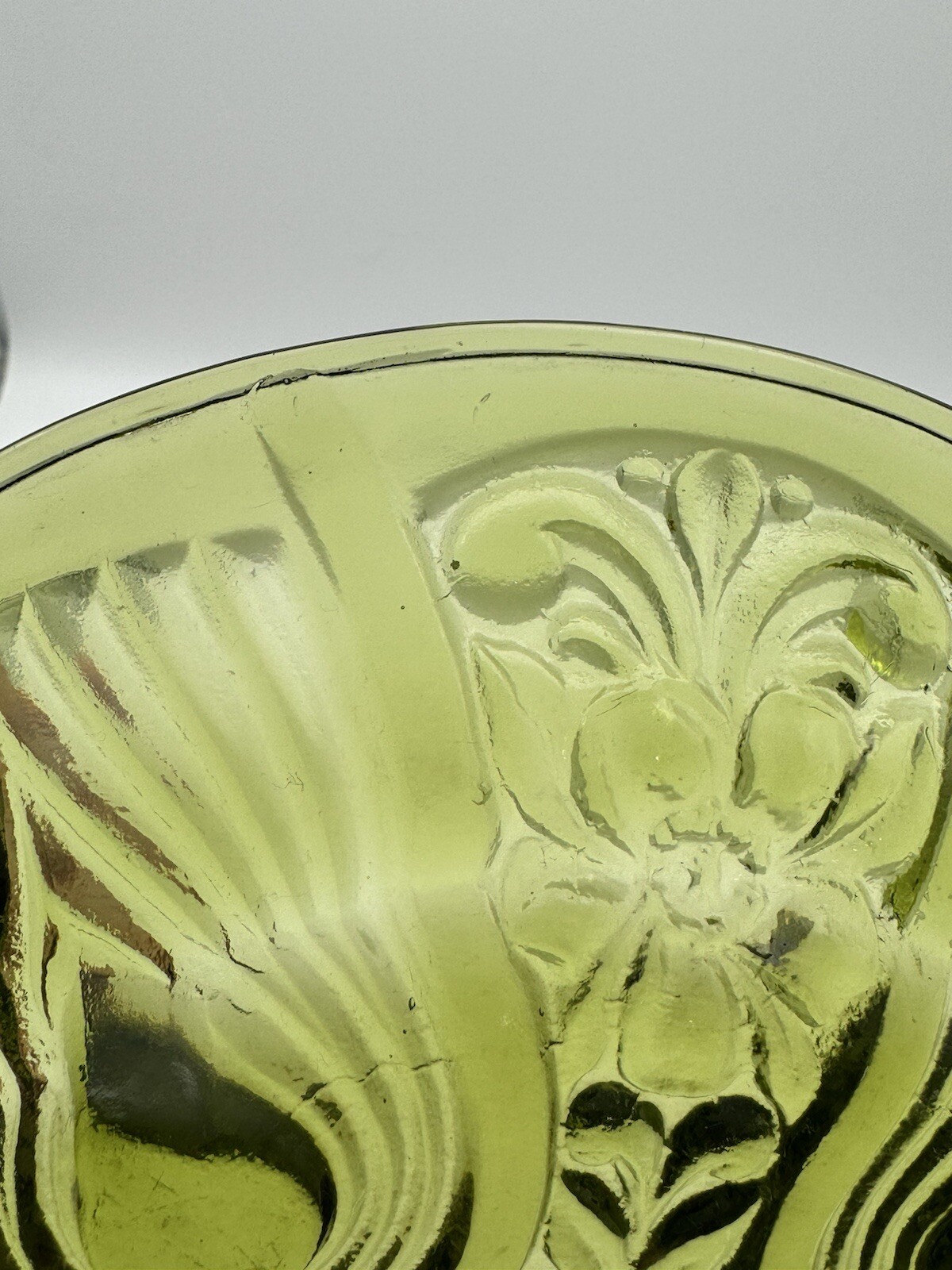 Indiana Glass Co Green Killarney Divided Relish Dish Bowl w/ Open Handle Vintage