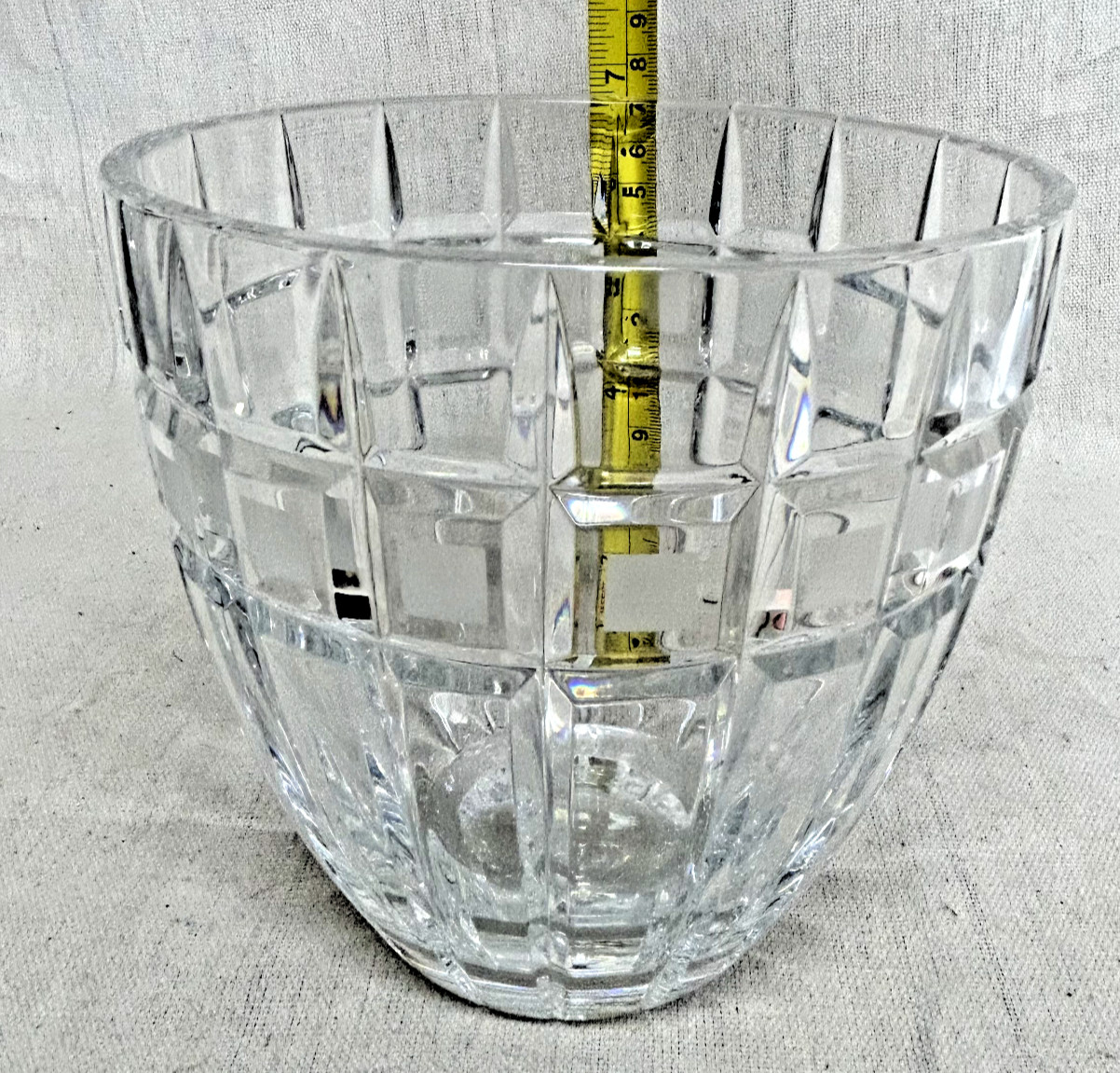 Marquis By Waterford Vase Hand Cut Crystal Quadrata Frosted Raise Square 6 5/8″