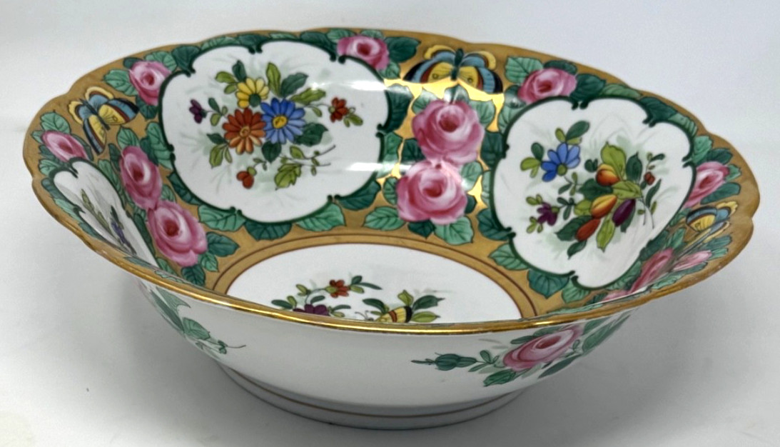Antique Saxe Altenburg Germany Art Nouveau Gold Embossed Serving Display Bowl