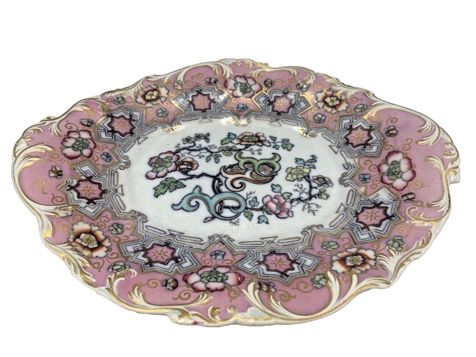 Antique French China Company Decorative Dish Ohio Hand Painted Oval Platter