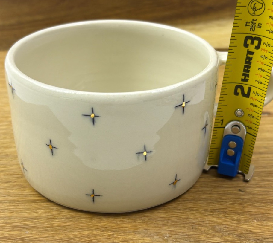 Petrichor + Gold Star Crossed Porcelain Mug 22K Gold Studio Pottery