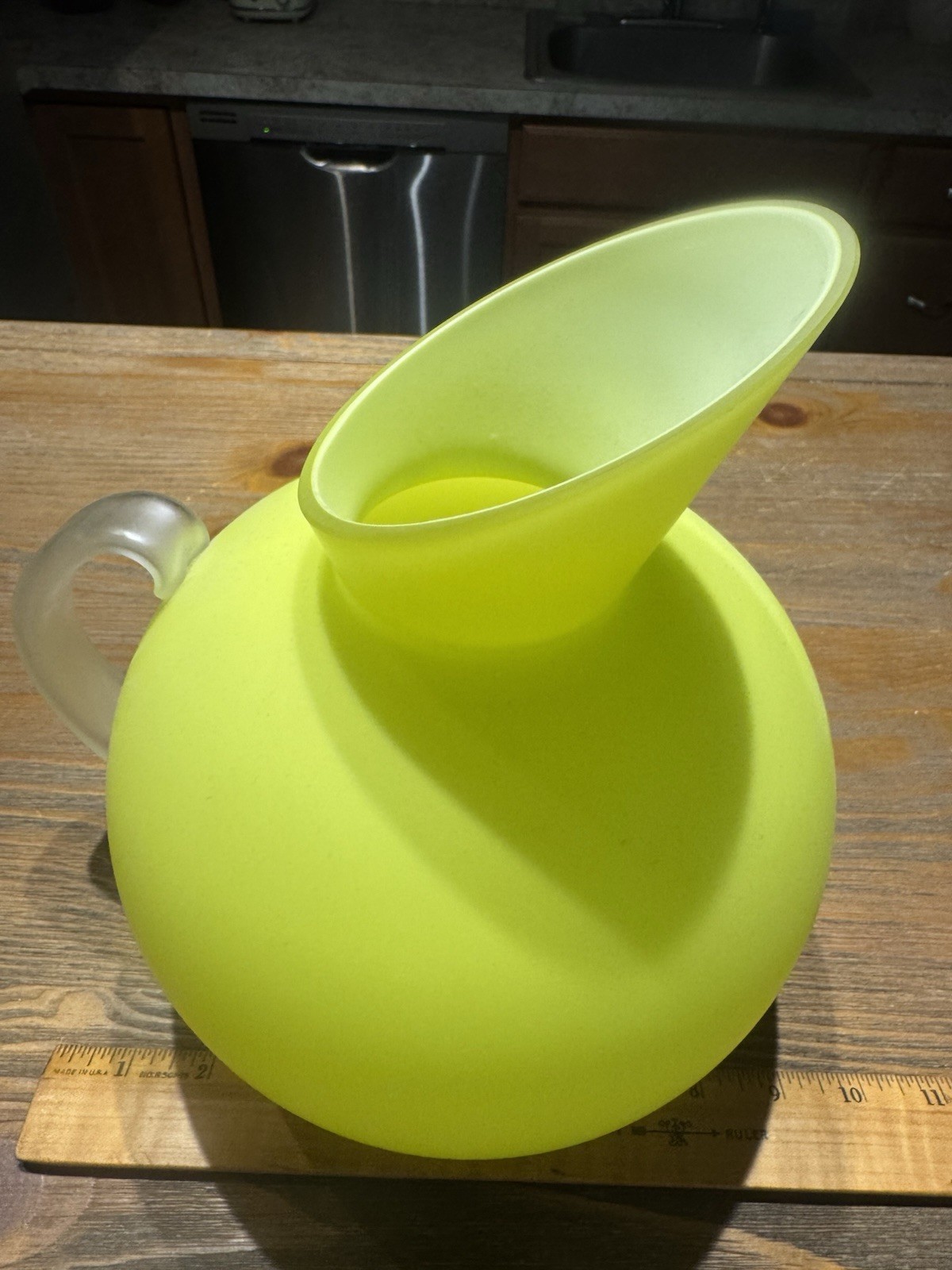 Kosta Boda Anne Nilsson Yellow Art Glass Vase Pitcher Scandinavian Postmodern