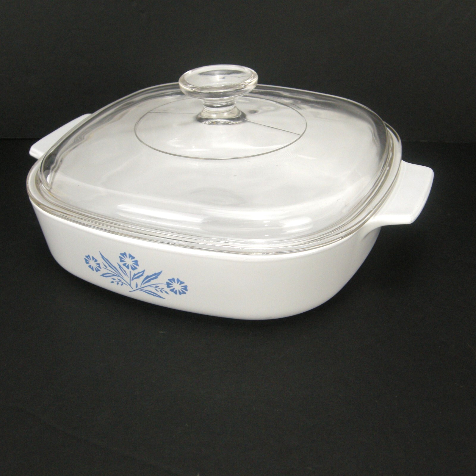 Corning Ware Blue Cornflower 1.75 Qt Casserole Dish Pyrex Lid Plastic Snap Cover