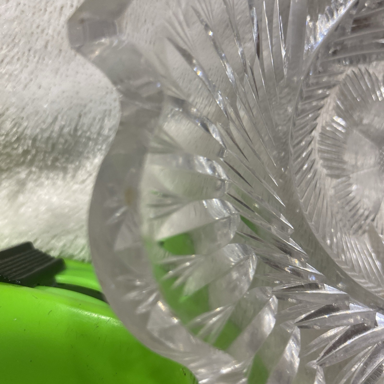 American Brilliant Cut Glass Bowl Flower Patterns Vintage, 3 3/4″ High * See Pic