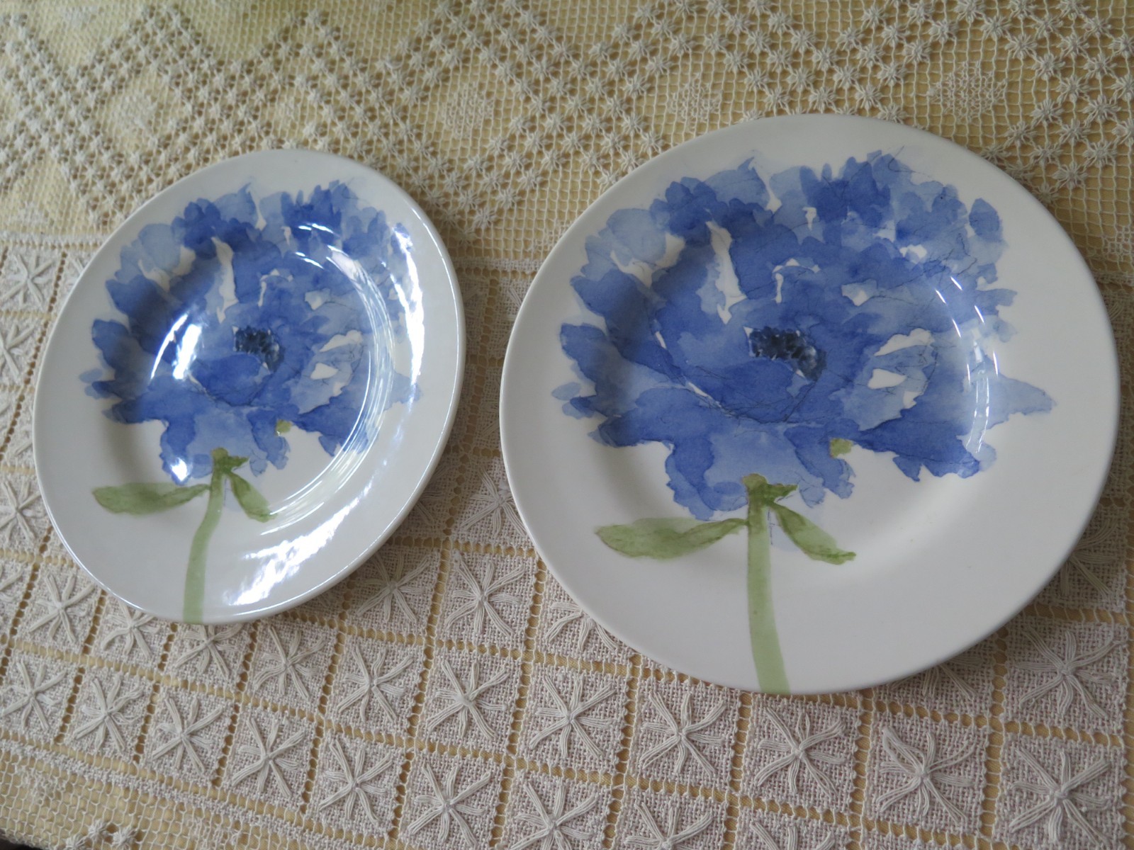 Pair of Royal Stafford 8.5″ Salad Plates Blue Poppy Flower England