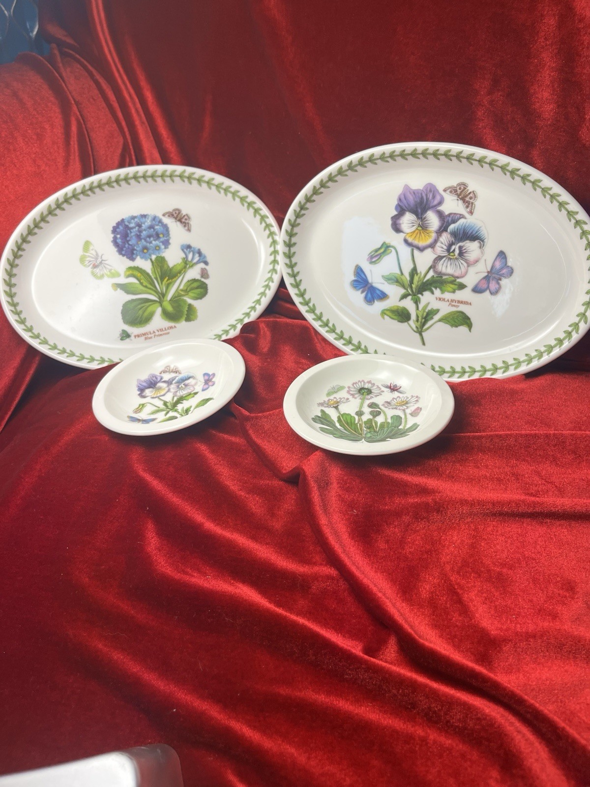 Portmeirion Botanic Garden Lot (4) Pc Set 2 Oval Plates 2 Saucer Dip Plates