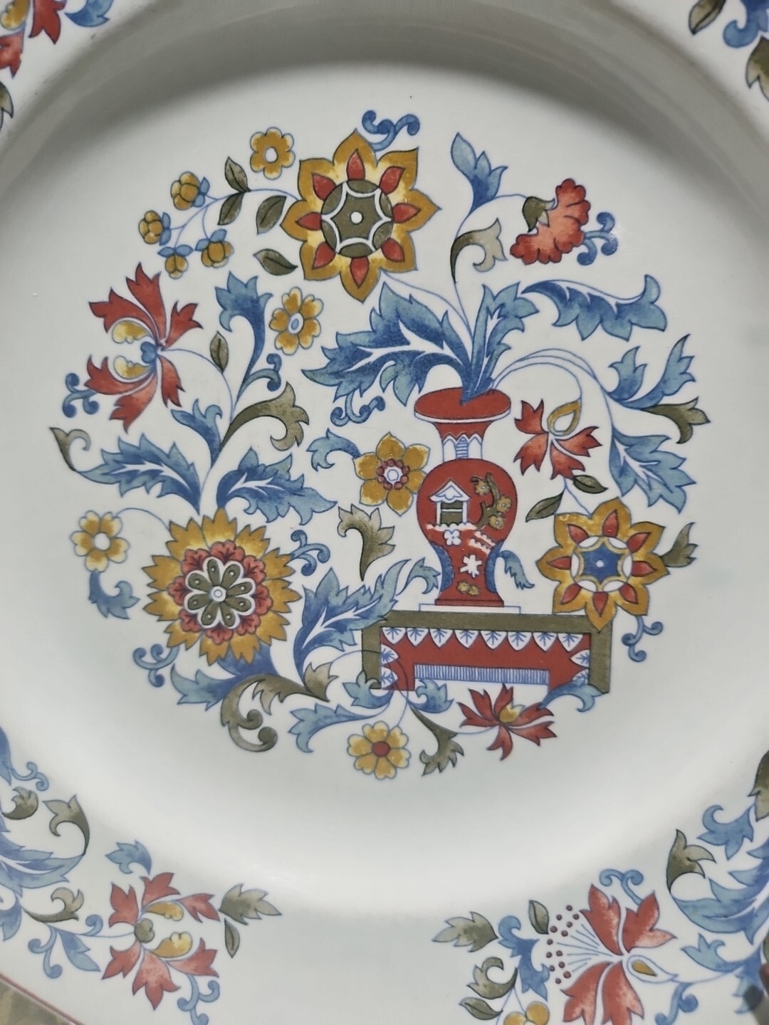 Adams Calyx Ware Saraband Dinner Plate Red and Light Green SET OF 6