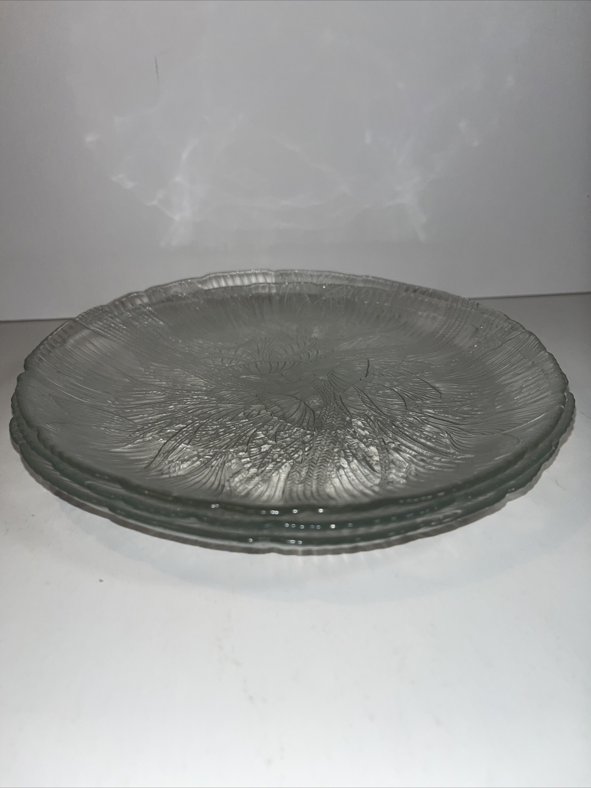 Arcoroc Canterbury Glass Dessert Plates 7.5 Inches Set of 3 Vintage 3D Embossed