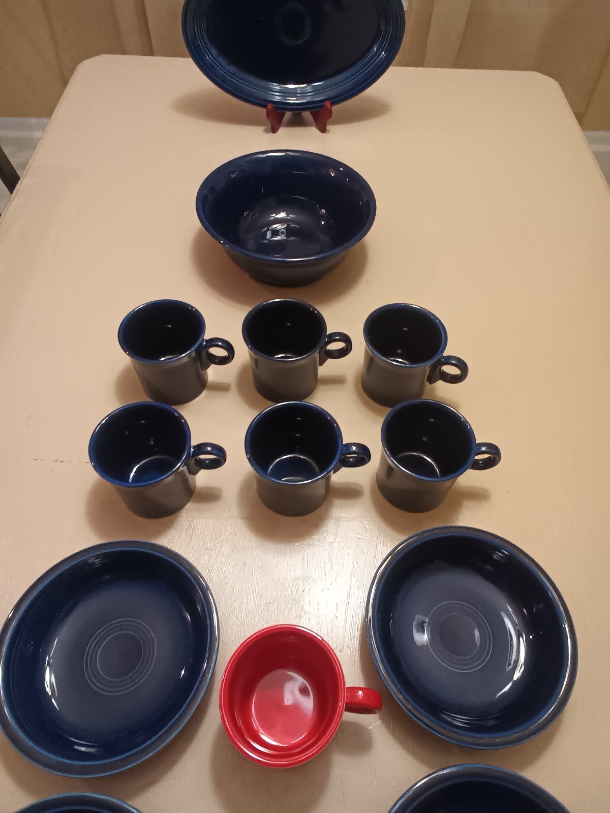 Fiesta Retired Cobalt Blue Lg Salad Bowl, Lg Platter,7 Cups, 6 Salad/Soup Bowls