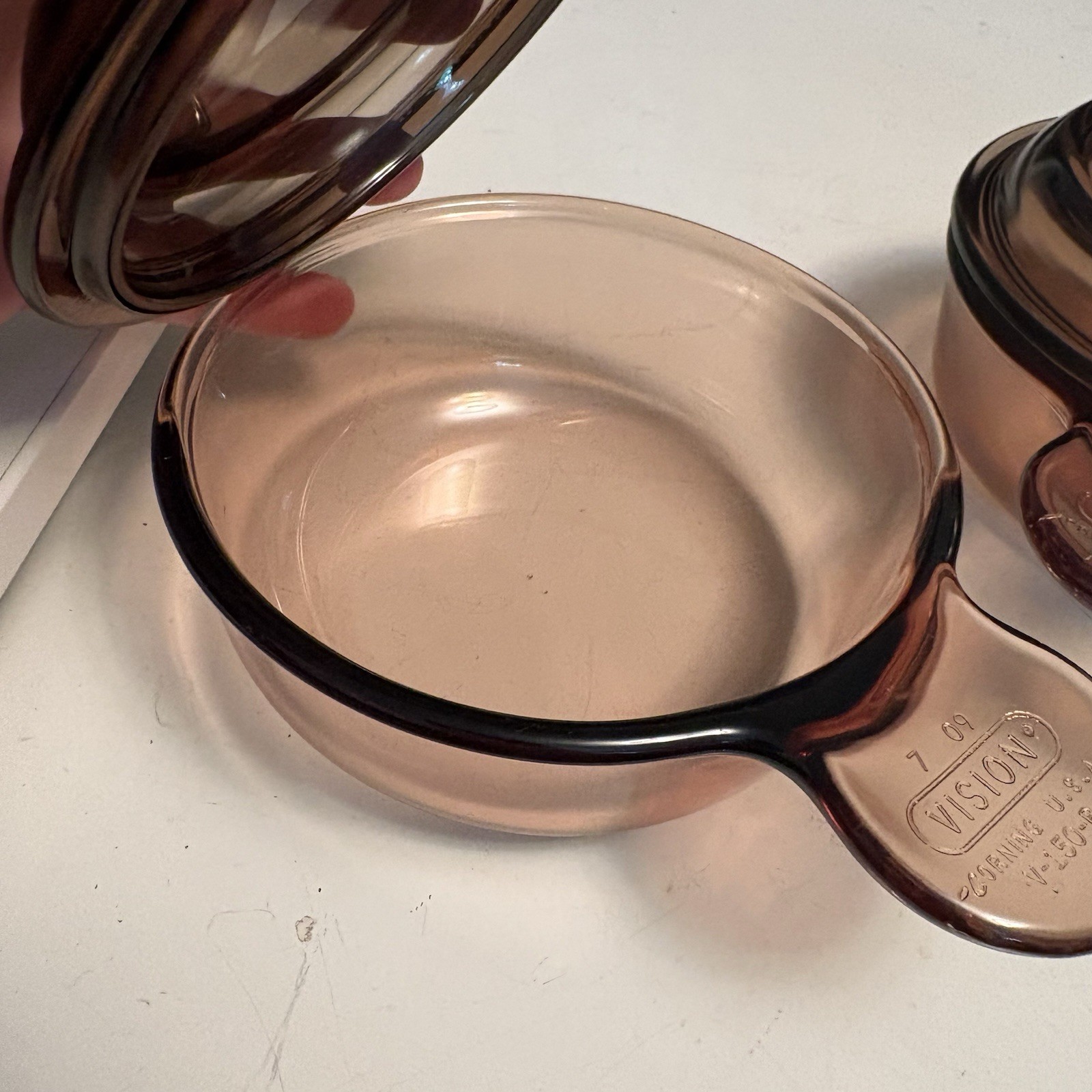 Set of 2 Corning Ware Visions Grab It Round Bowls V-150-B with P-150C Glass Lids