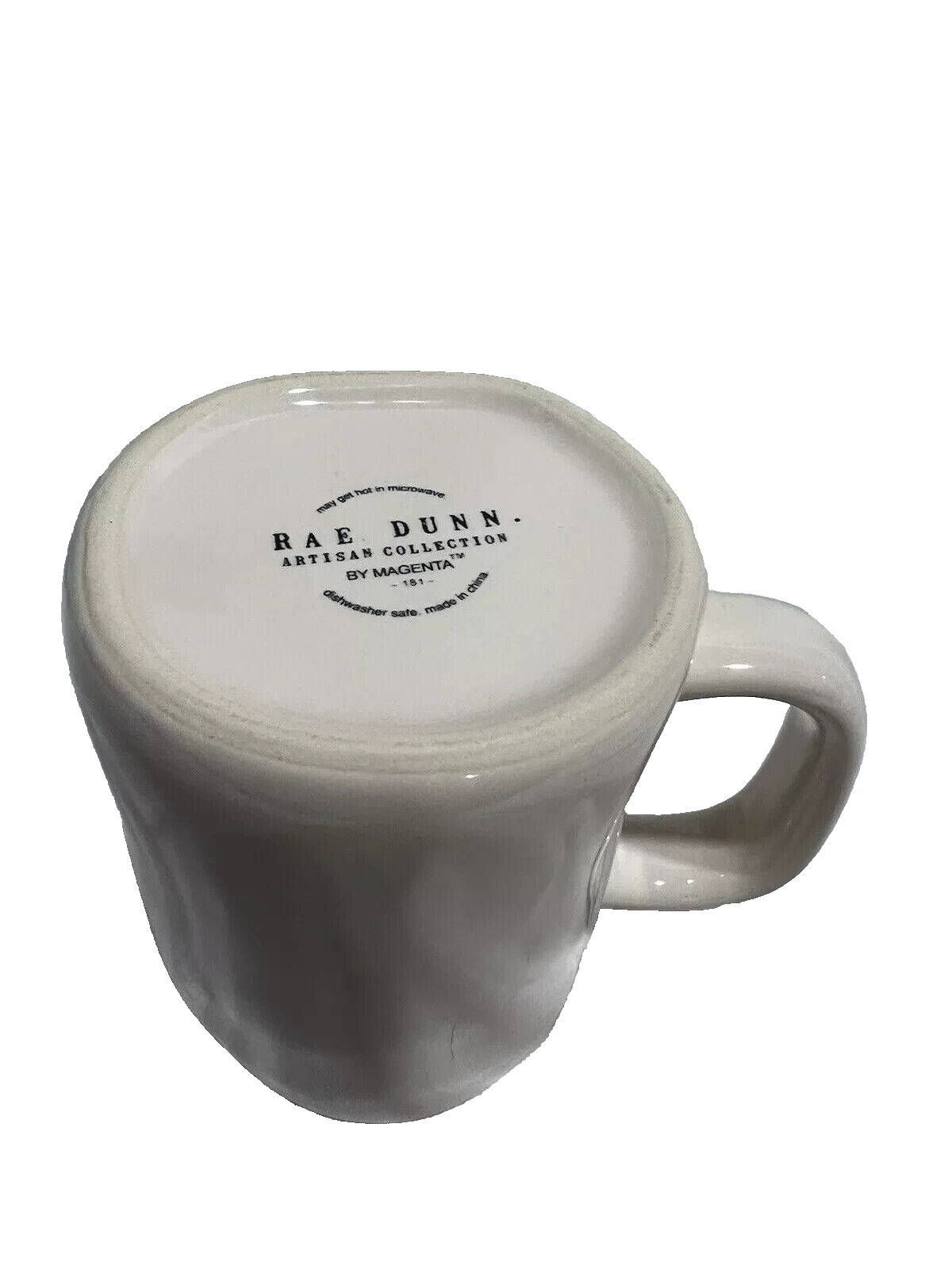 Rae Dunn 5×3.75″ Cocoa Coffee Mug Cup 20oz ivory White/Red