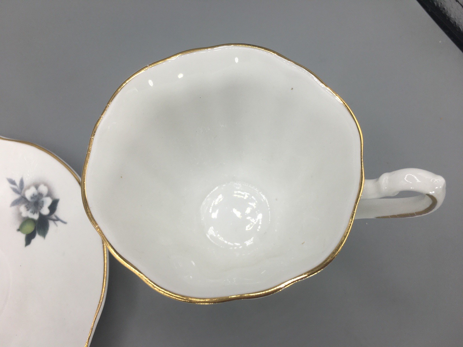 Wildflower Royal Dover Bone China White Floral Teacup & Saucer Vintage England