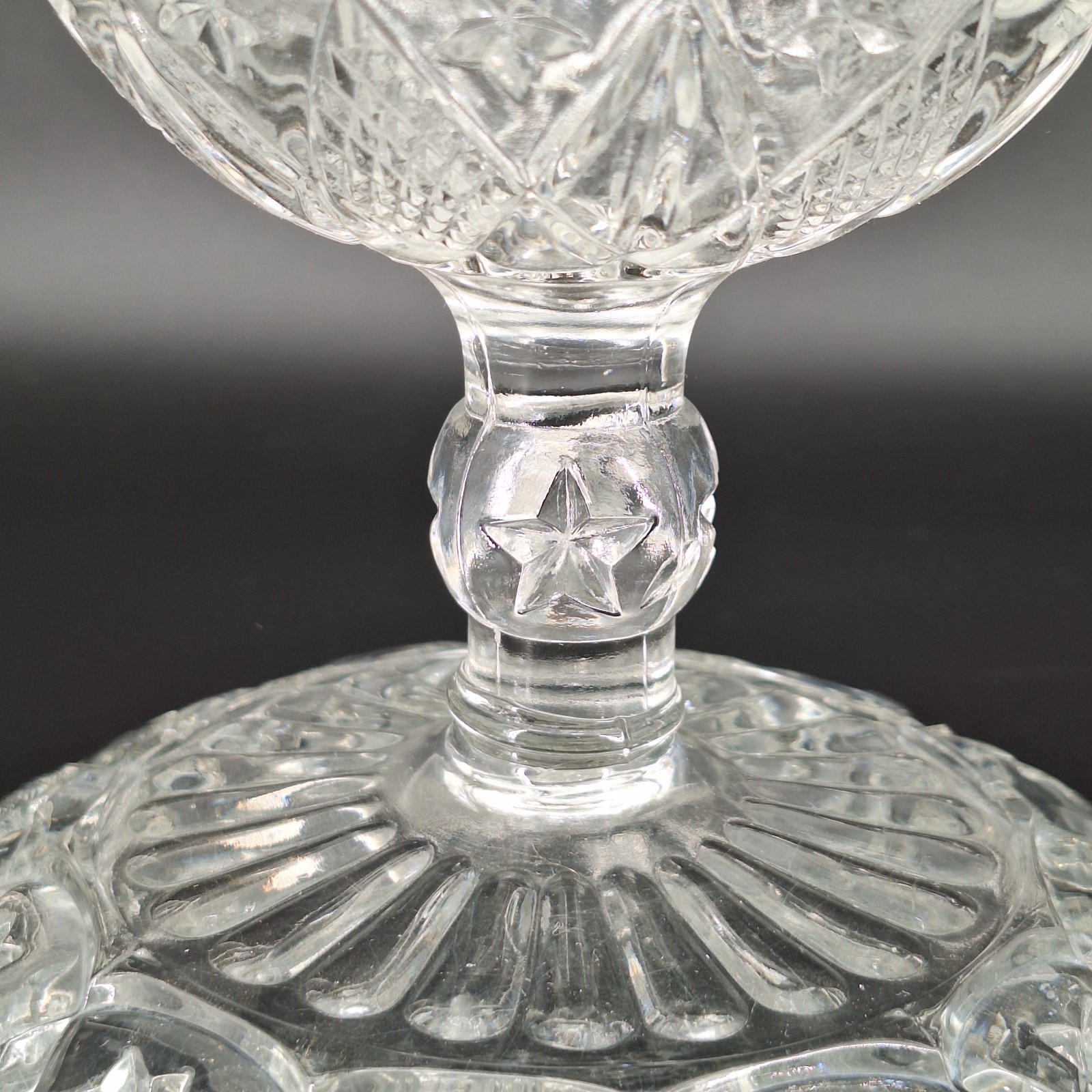 EAPG Ohio Flint Glass Co #488 Diamond Compote Foot Candy Dish Vintage