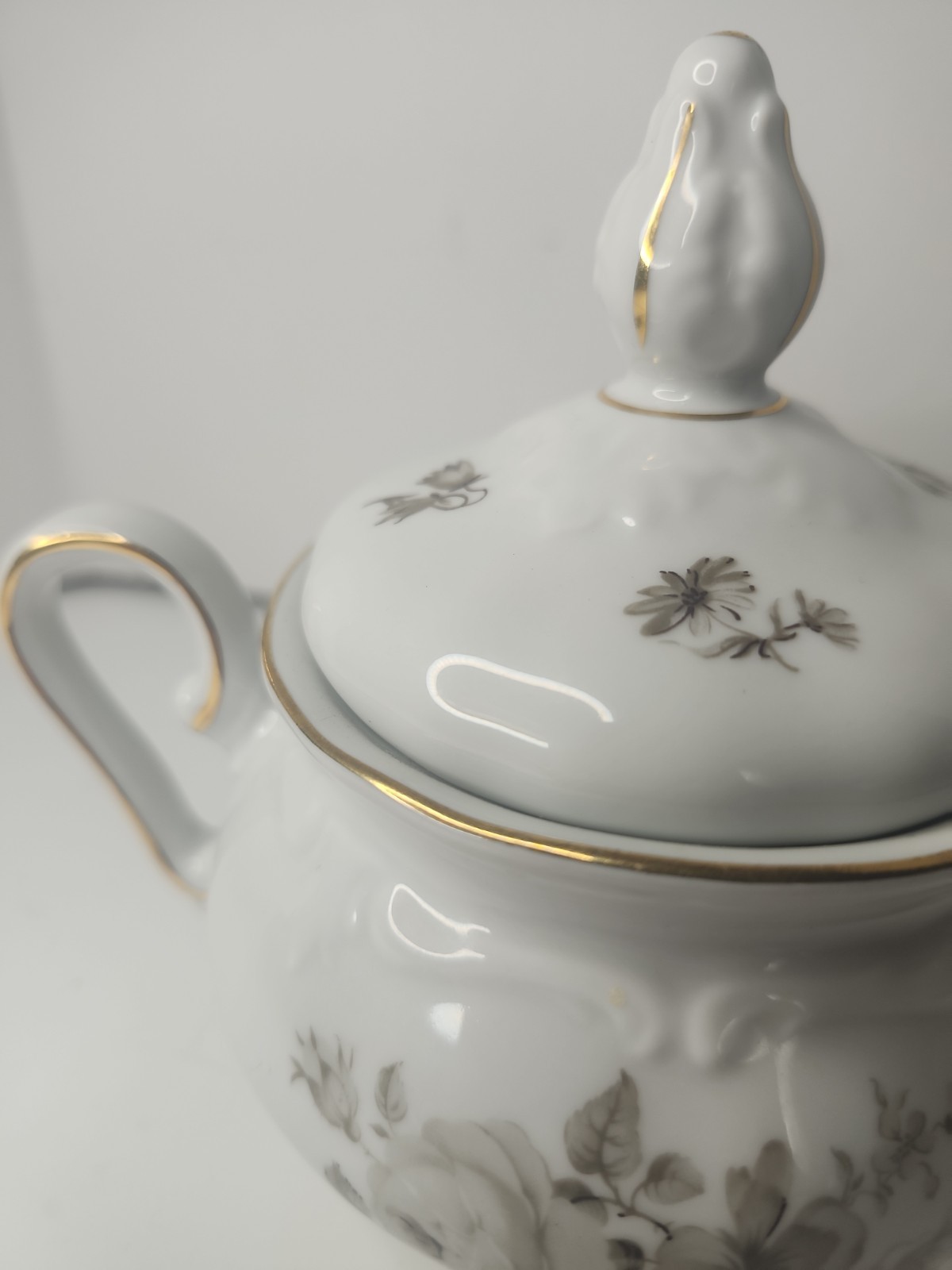 Vintage Winterling Bavaria Empress Sugar Bowl Floral Porcelain Gold Trim