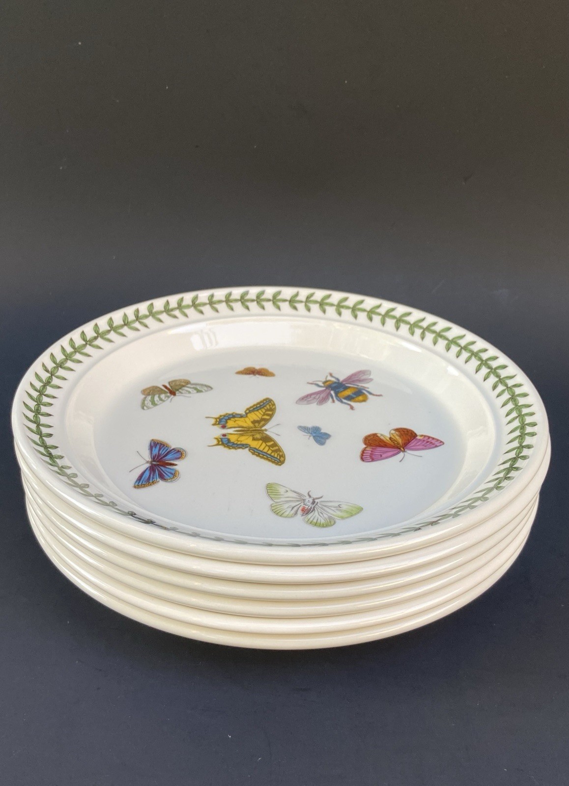 6 Portmeirion Botanic Garden Salad Plates Britain Roses Butterflies 8-1/2”