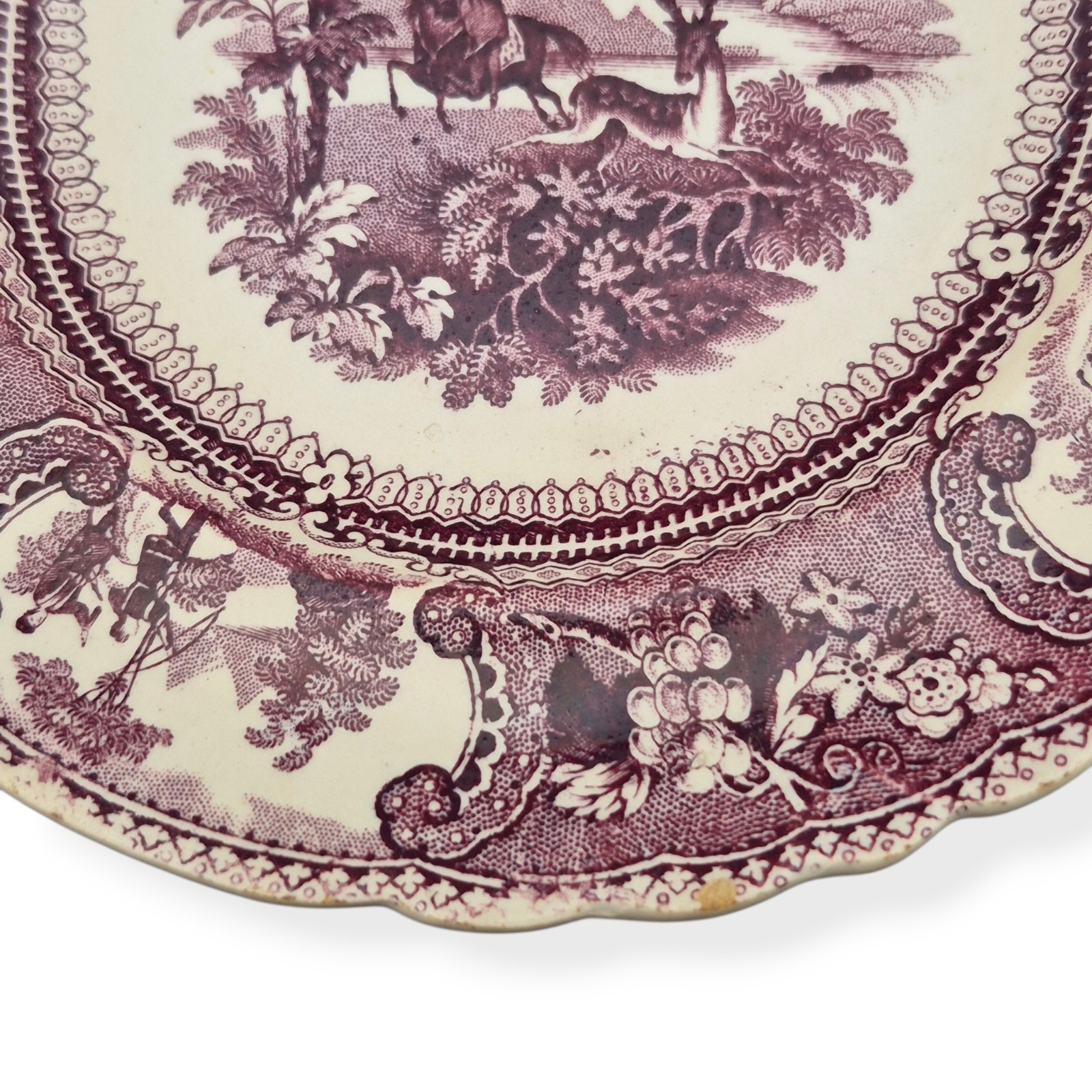 Antique Enoch Wood Belzoni Mulberry Transferware Plate 8″ c.1830 Staffordshire