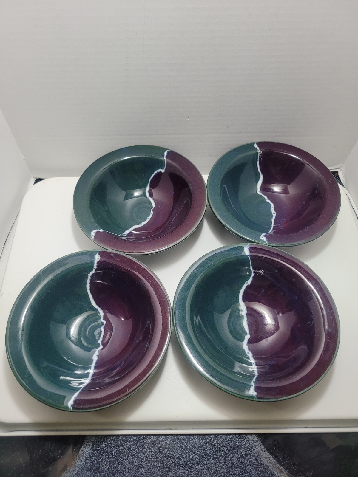 Set Of 4 Studio Pottery 7″ Bowls by Renowned Artist Bill Stewart North Carolina