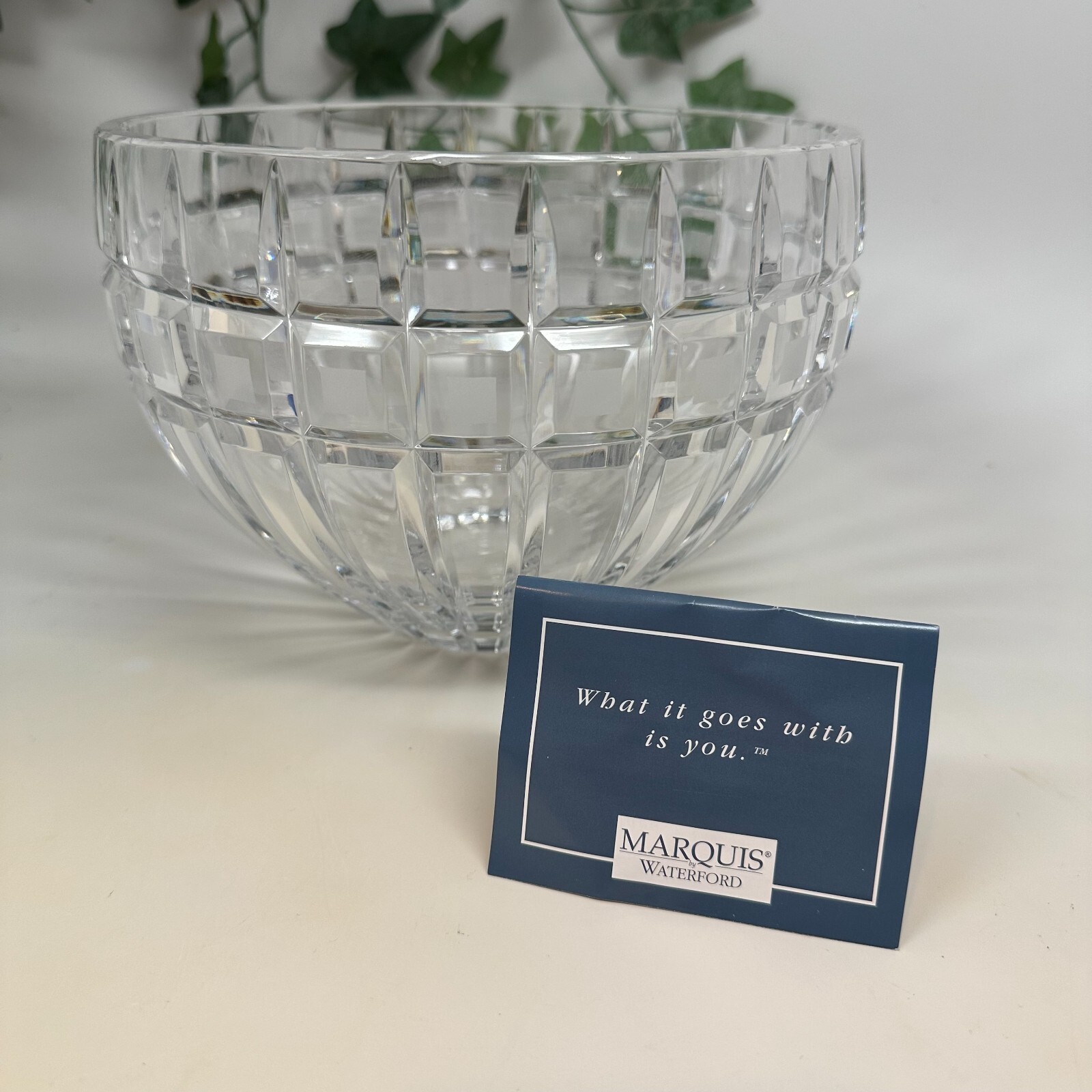 WATERFORD Marquis QUADRATA BOWL, Cut Frosted Crystal 8″ Excellent Condition!