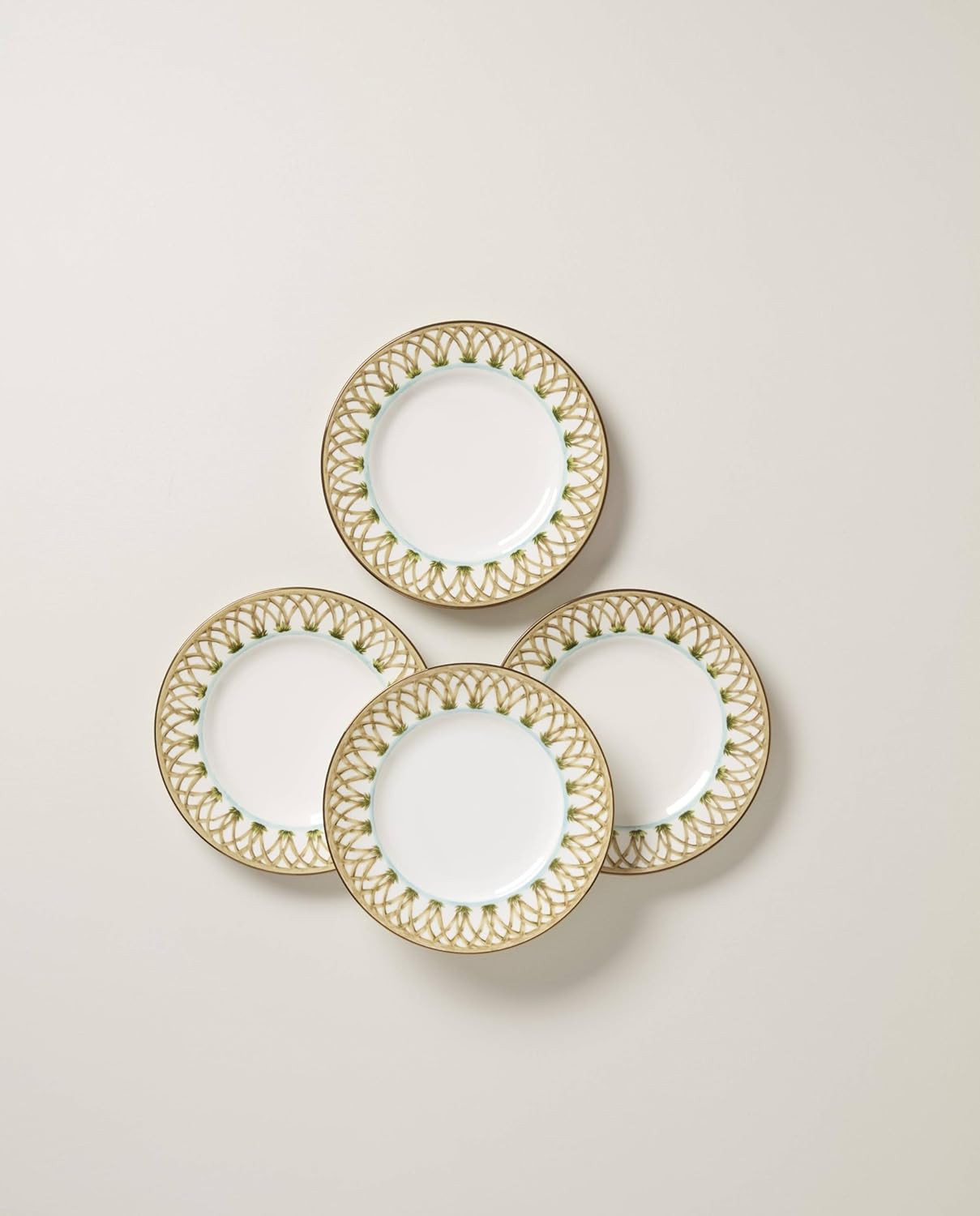 897295 British Colonial Bamboo Accent Plates, Set of 4