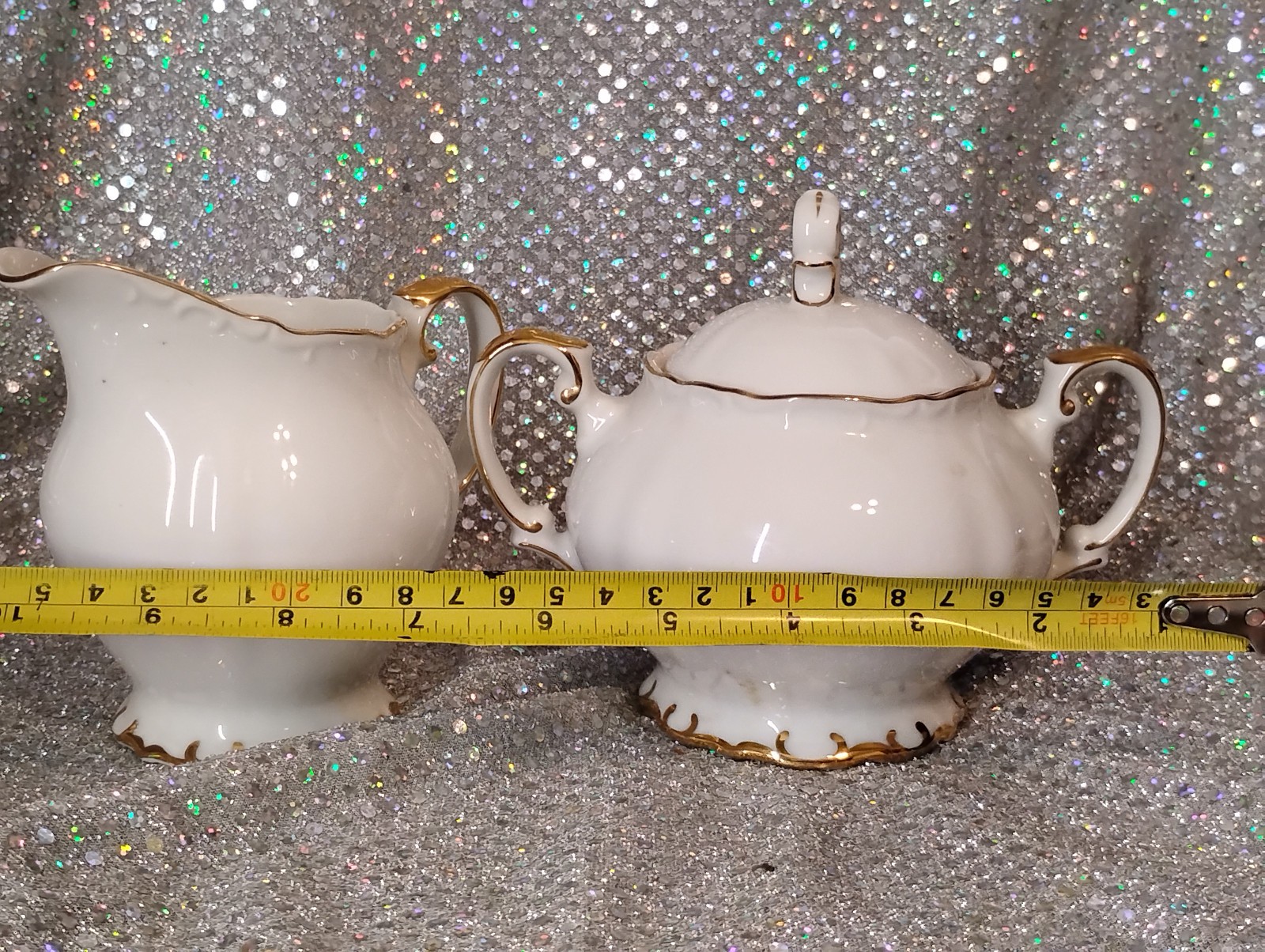 Bristol Fine China of Japan Esquire Creamer and Sugar Bowl Gold Trim