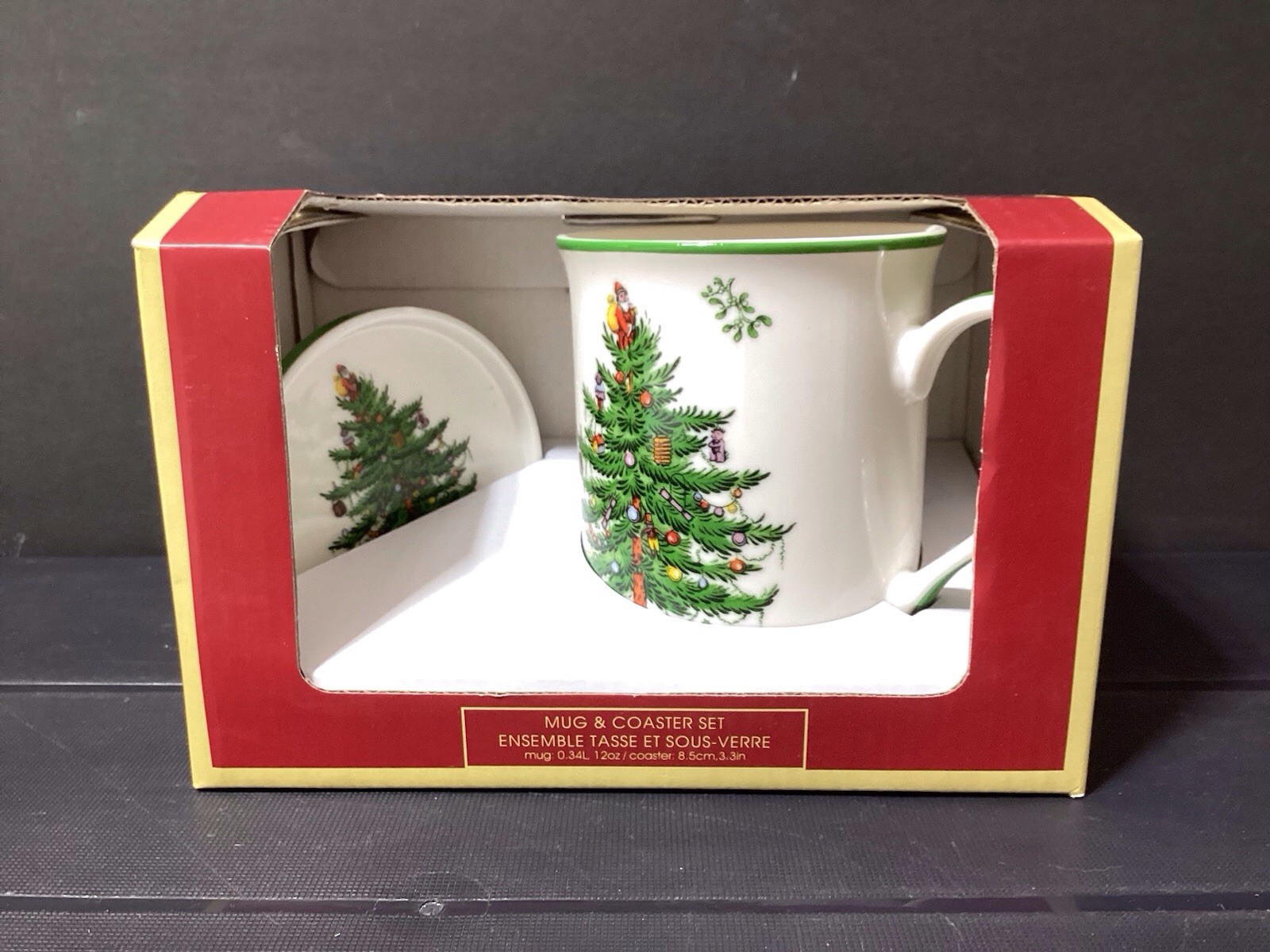 SPODE CHRISTMAS TREE 12 Oz Mug and Coaster Set NIB (CR003-102025-000s)