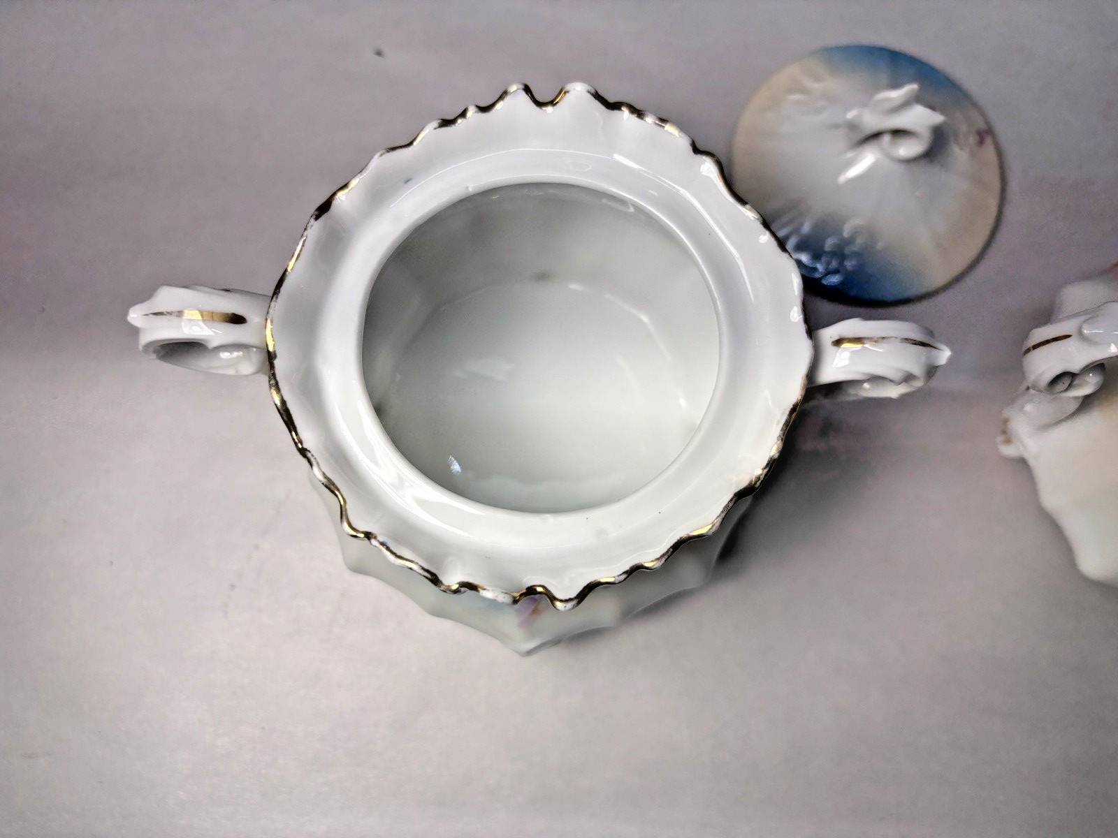 Antique R.S. Prussia Teapot, Sugar Bowl, Creamer, 4 Tea Cups w/Saucers FB-64