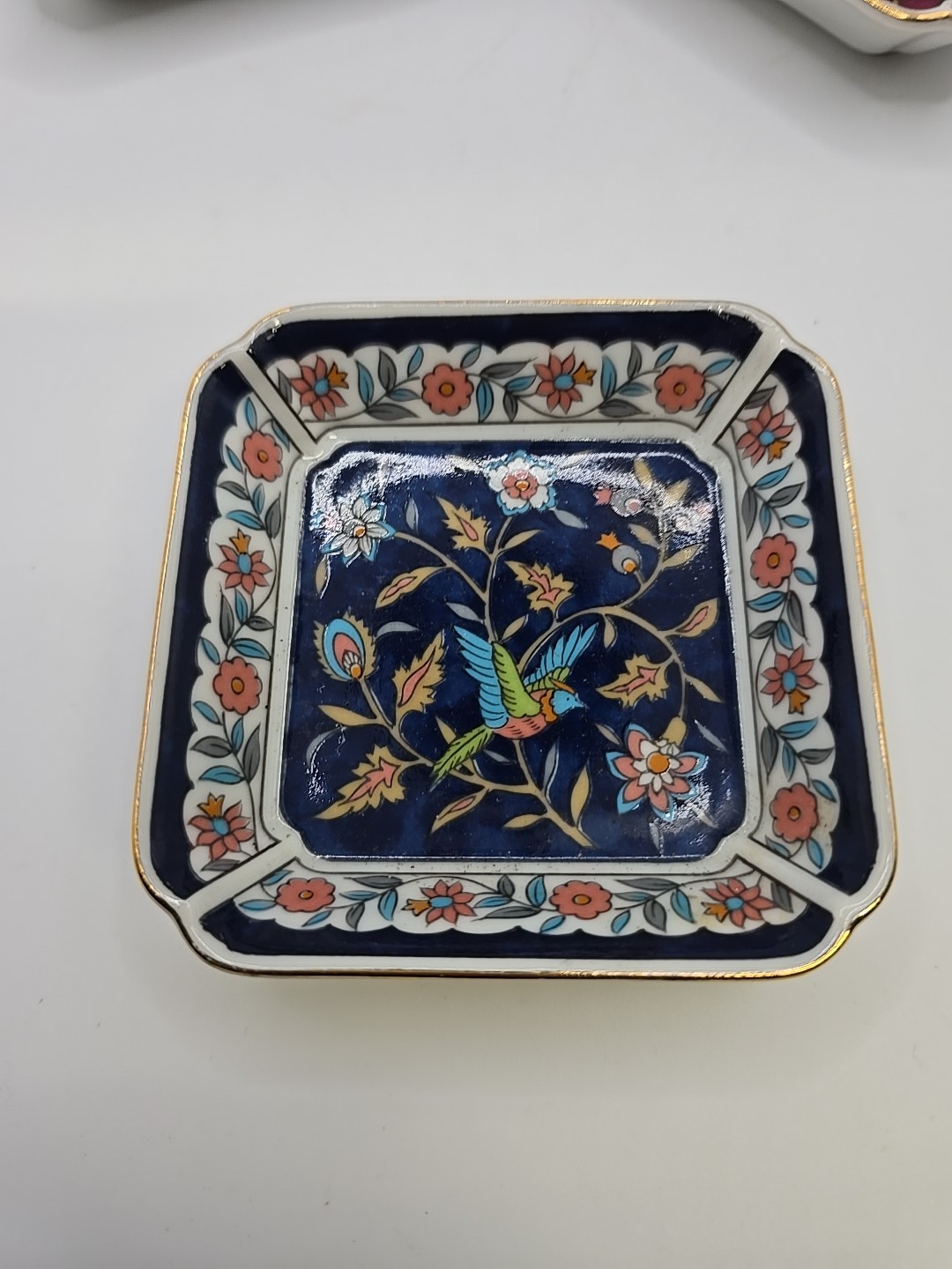 Set of 3 Takahashi 1983 Silk Road Trinket Dish Floral Bird Hand Decorated 3.25”