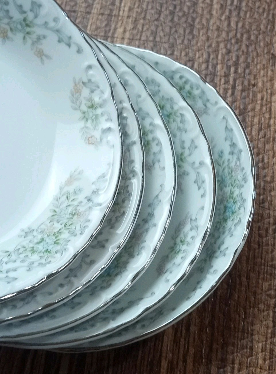 Norleans Theresa Japan Berry Fruit Bowl Fine China Platinum 1964 Vintage 5 pcs
