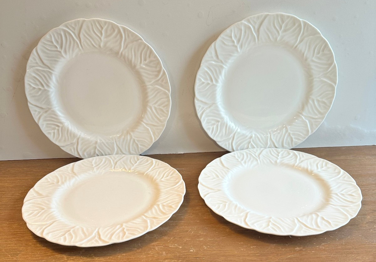 Wedgewood Countryware White Bone China porcelain Cabbage Leaf Salad Plates 4
