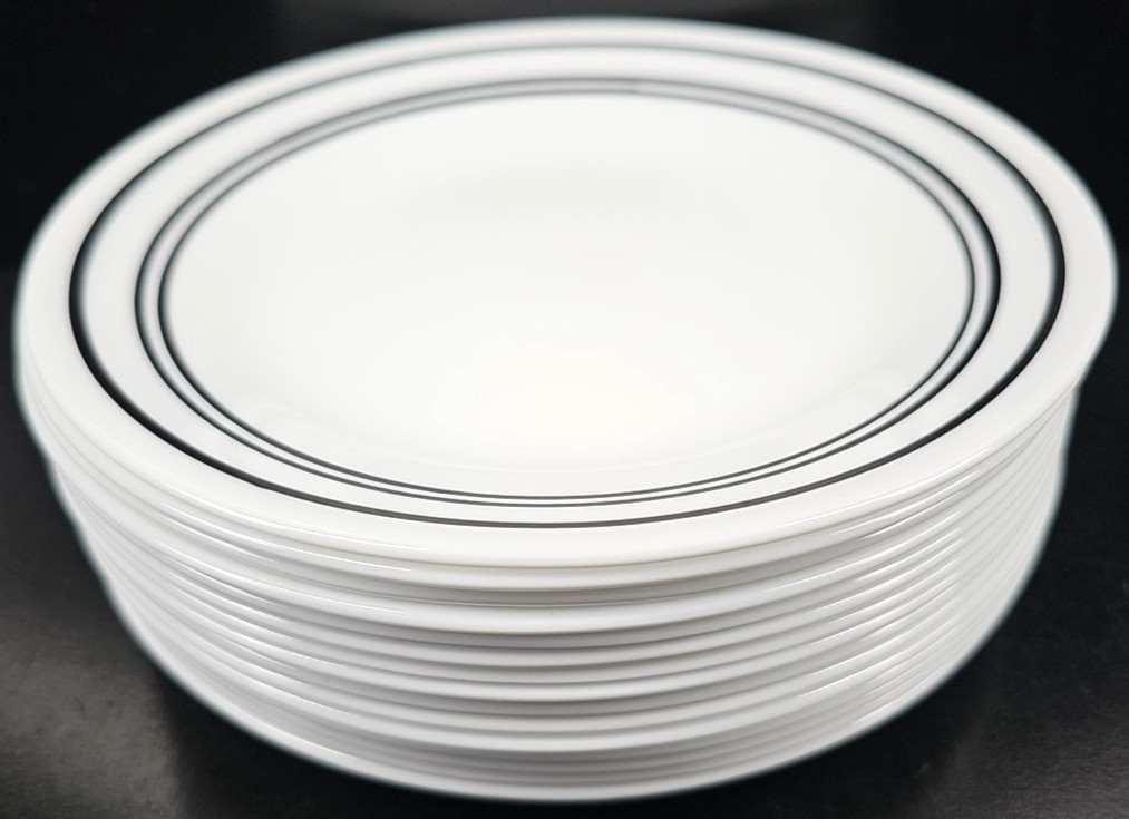 15 Corelle Classic Cafe Black Bread Plates Set Corning Livingware Rings Dish Lot