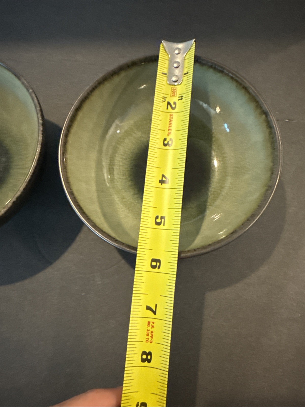 Lot of 2 Jars Cereal Soup Bowl Matte Black Green 5 1/2 Inches Made In France