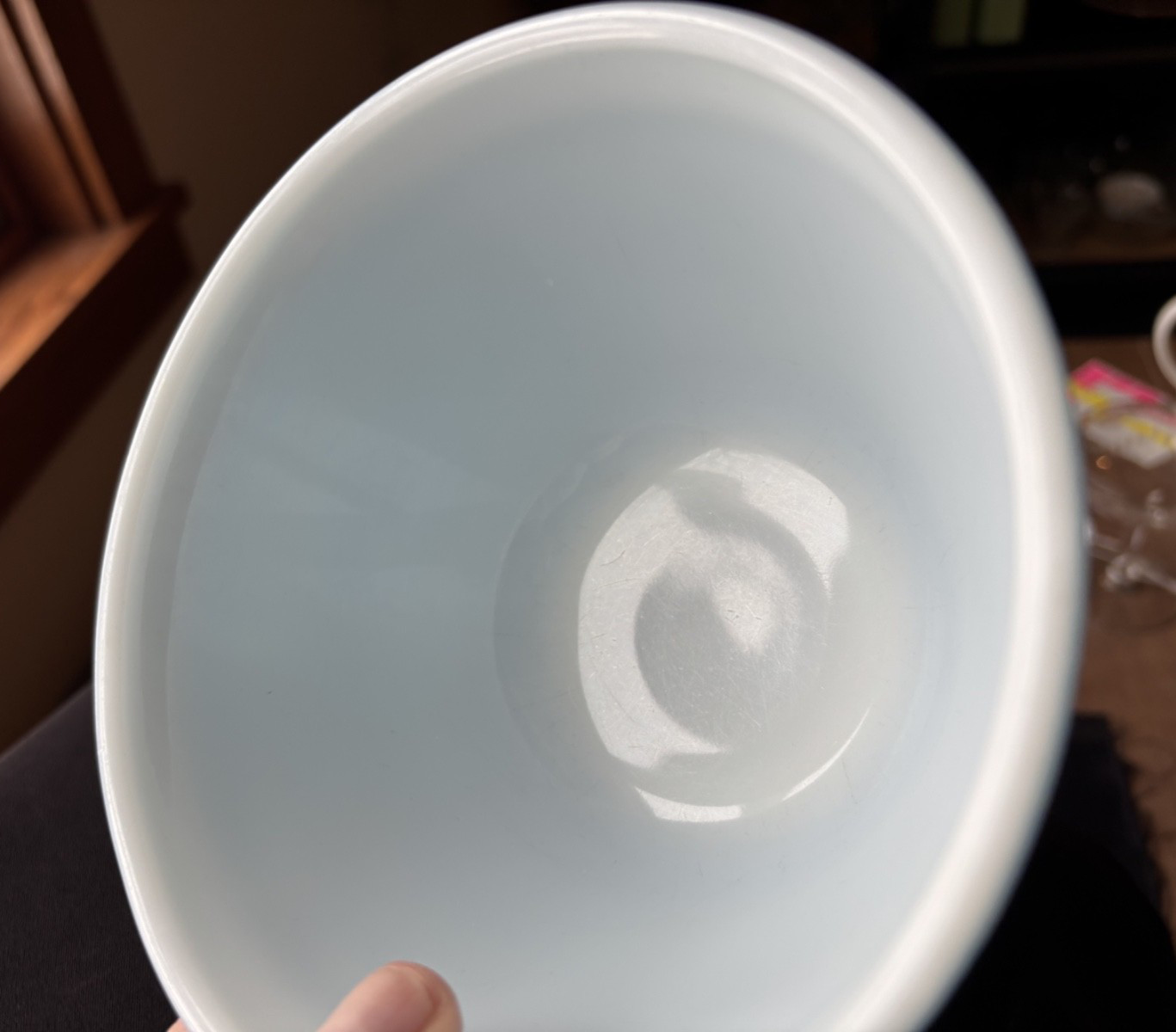 Pyrex Blue w/ White Snowflake 1 1/2Pt 401 Mixing Bowl Good Used Condition