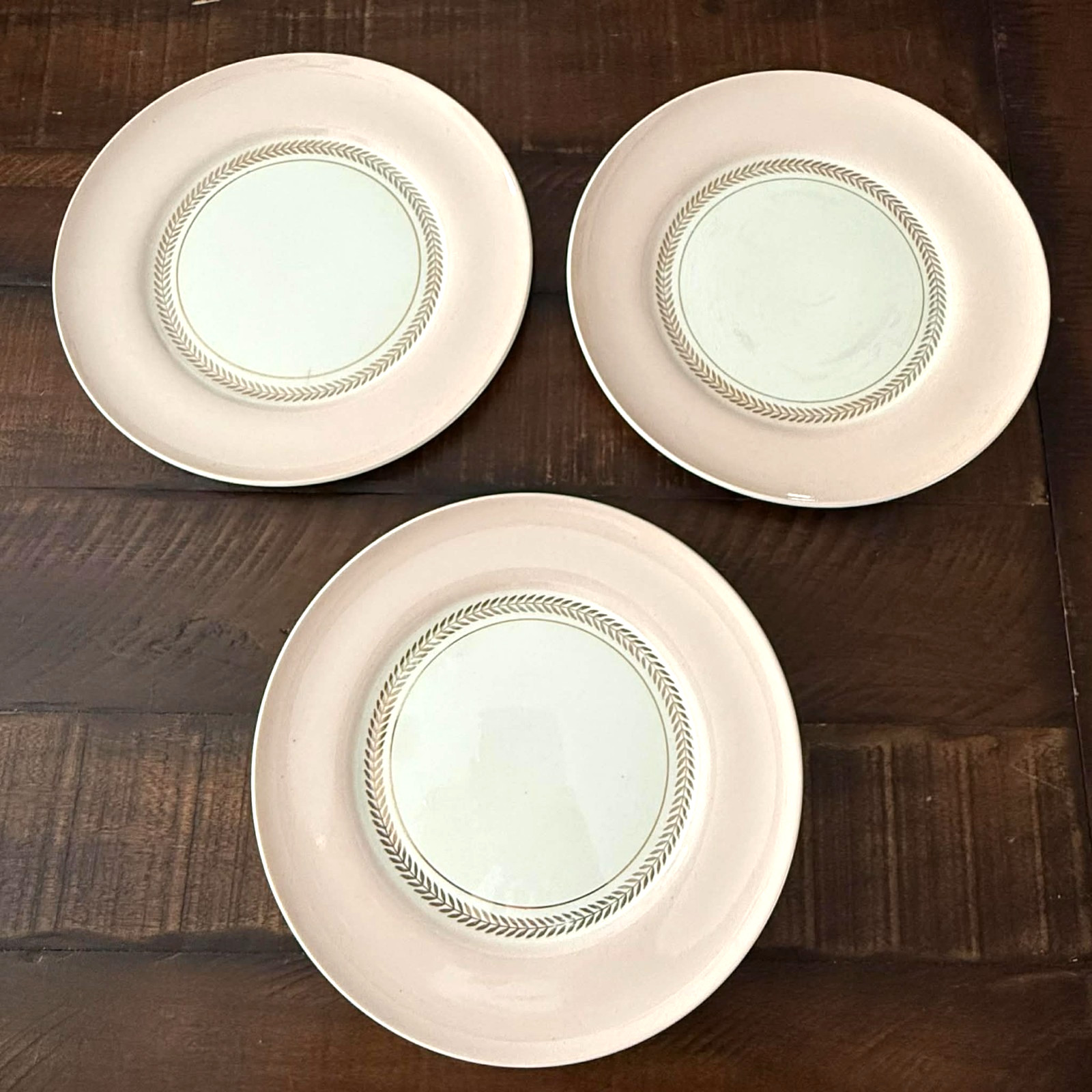 Candle Light American Limoges 22-k Gold Federal Pink Small Dinner Plate Lot Of 3