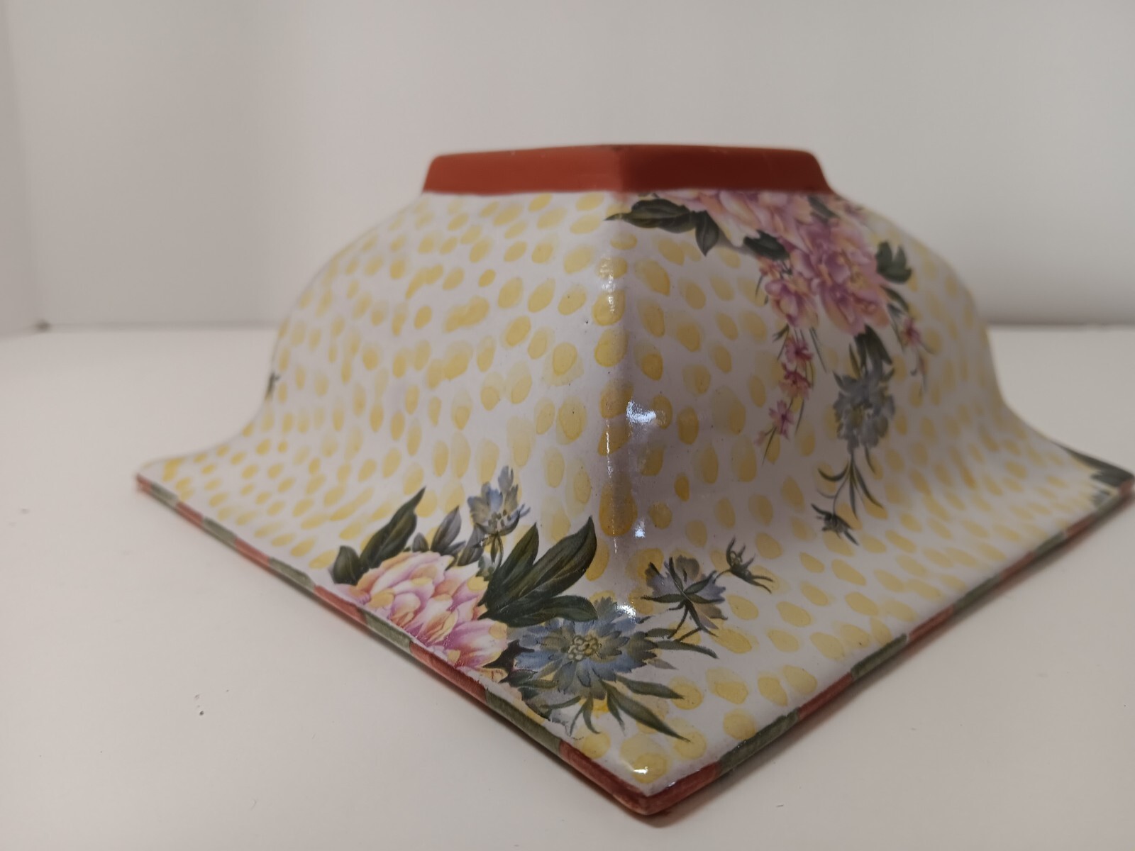 MacKenzie Childs Torquay Palm and Devon / Buttercup Bowl Dish 6″ square EUC!