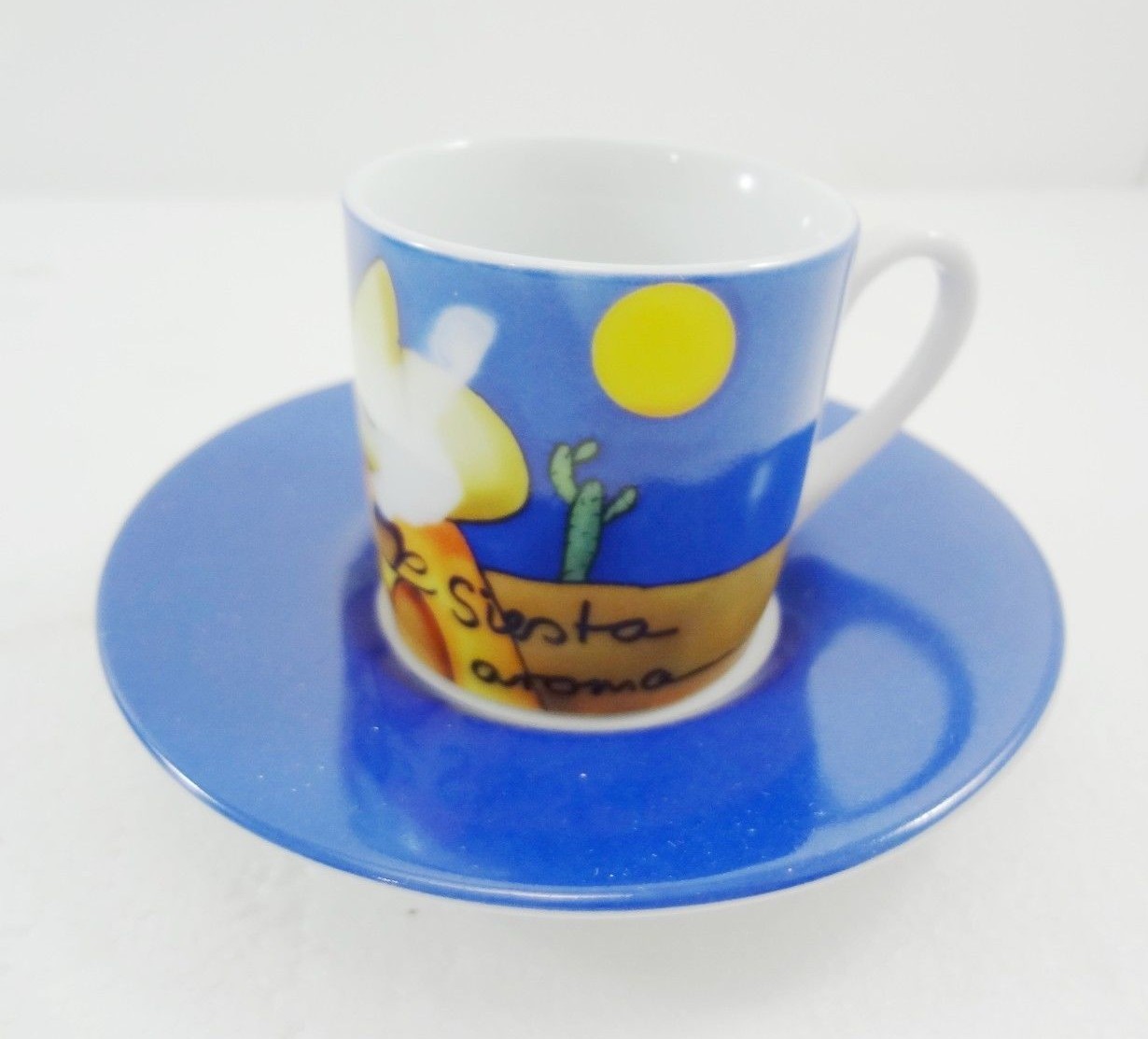 Seltmann-Weiden Espresso Set 2 Cups Saucers Blue Siesta Aroma Cafe Sombrero NEW