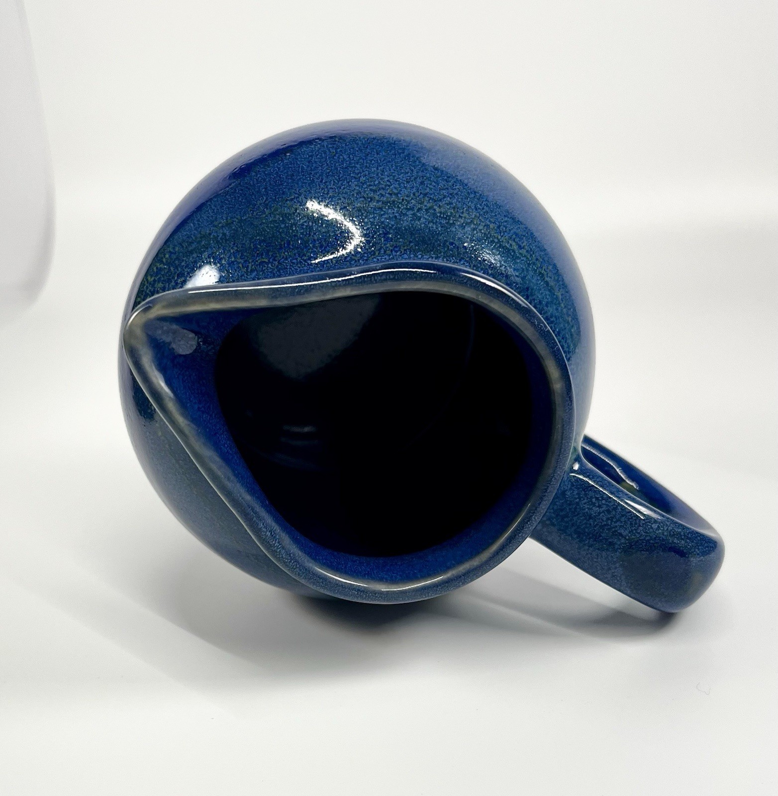 Handcrafted Stoneware Pottery Creamer And Lidded Sugar Bowl Set Blue Glaze EUC