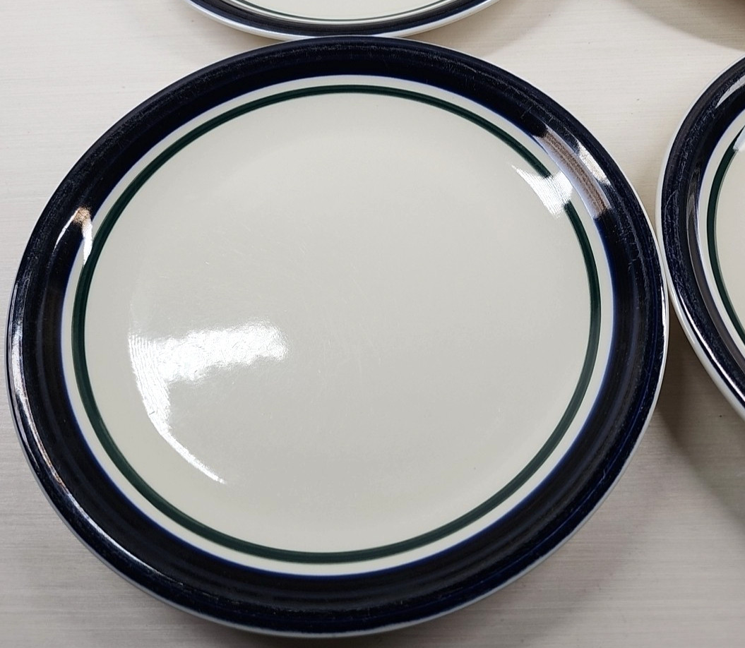 4 Tienshan Kitchen Basics Cobalt Green Dinner Plate Set Table Dining Dishes Lot