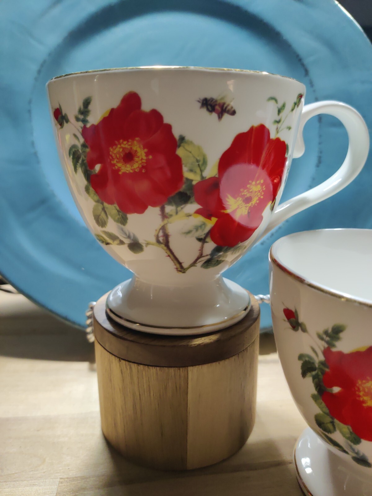 “Wild Rose and Bee” Grace’s Teaware (2) Footed Cups Nice