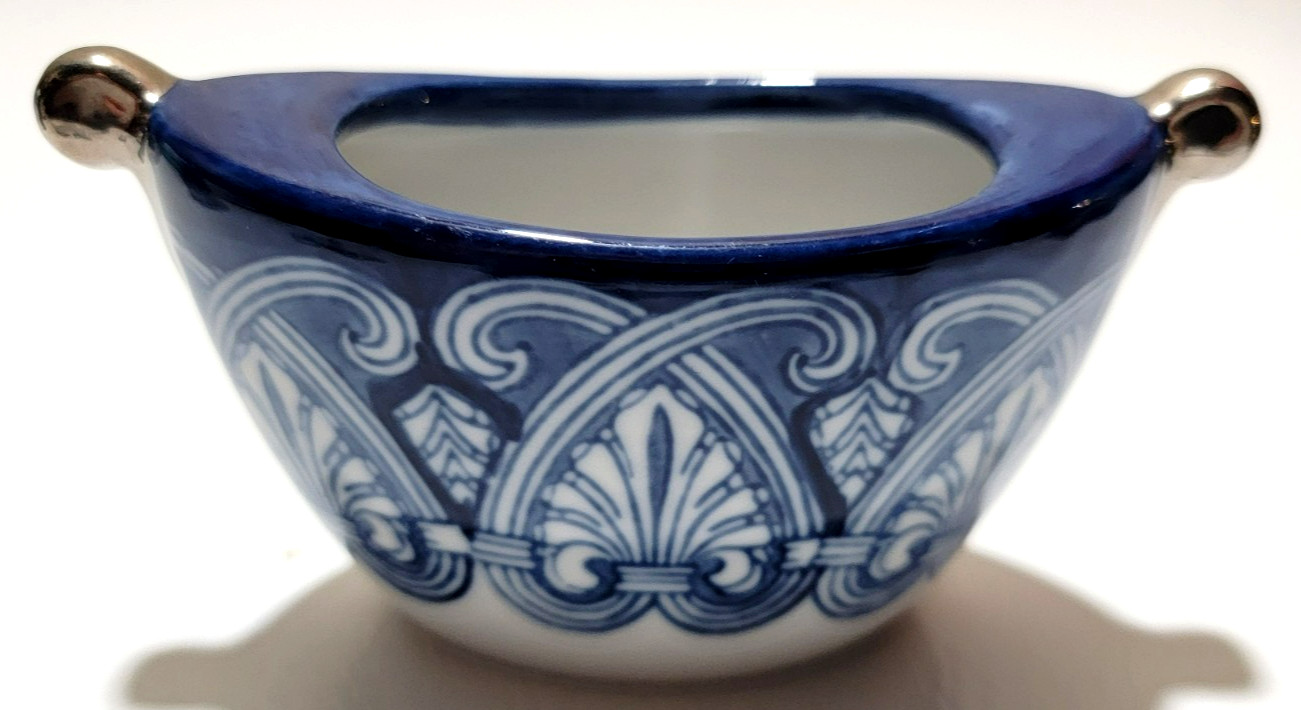 Bombay Blue White China Sugar and Creamer Platinum Trim Lid with Sugar Bowl