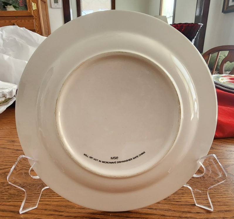 Hydrangea Salad Dessert Plate 8 1/2″ Martha Stewart Stoneware White Pink Green !