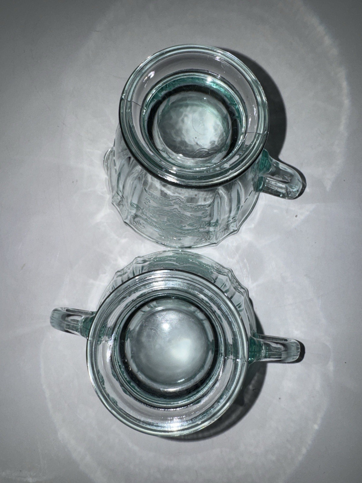 Indiana Glass Aqua Madrid Recollection Creamer and Sugar Set 3.25”