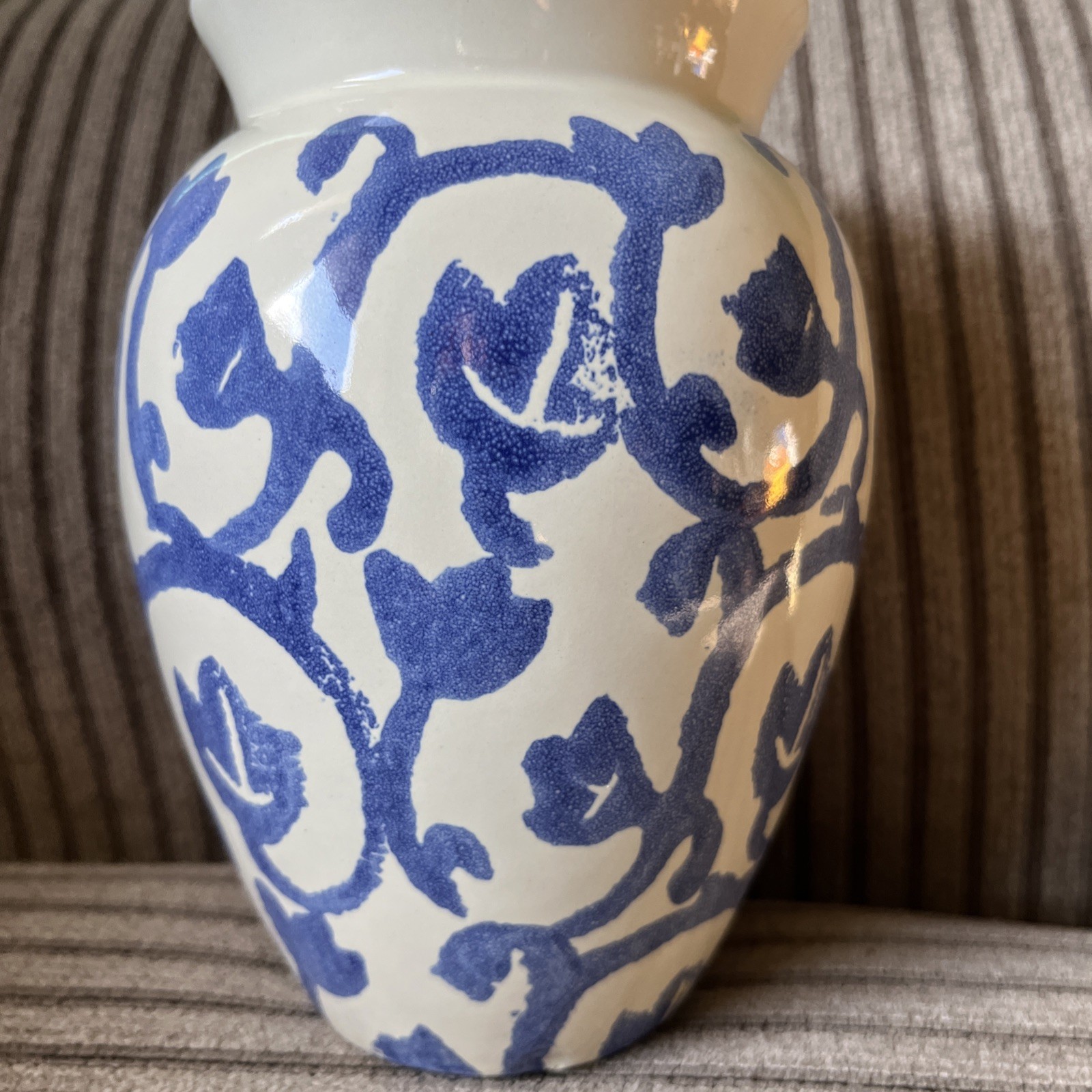 Scheurich Vase Blue and Beige Vintage Germany