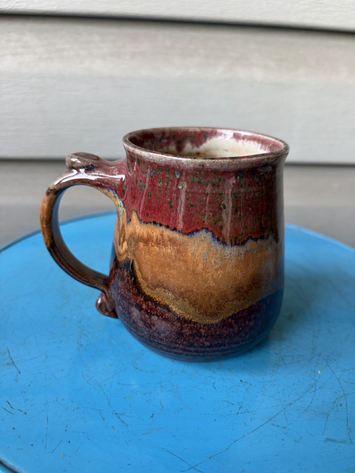 Mangum Studio Colorful Drip Folk Art Pottery Mug 2006 North Carolina 14oz
