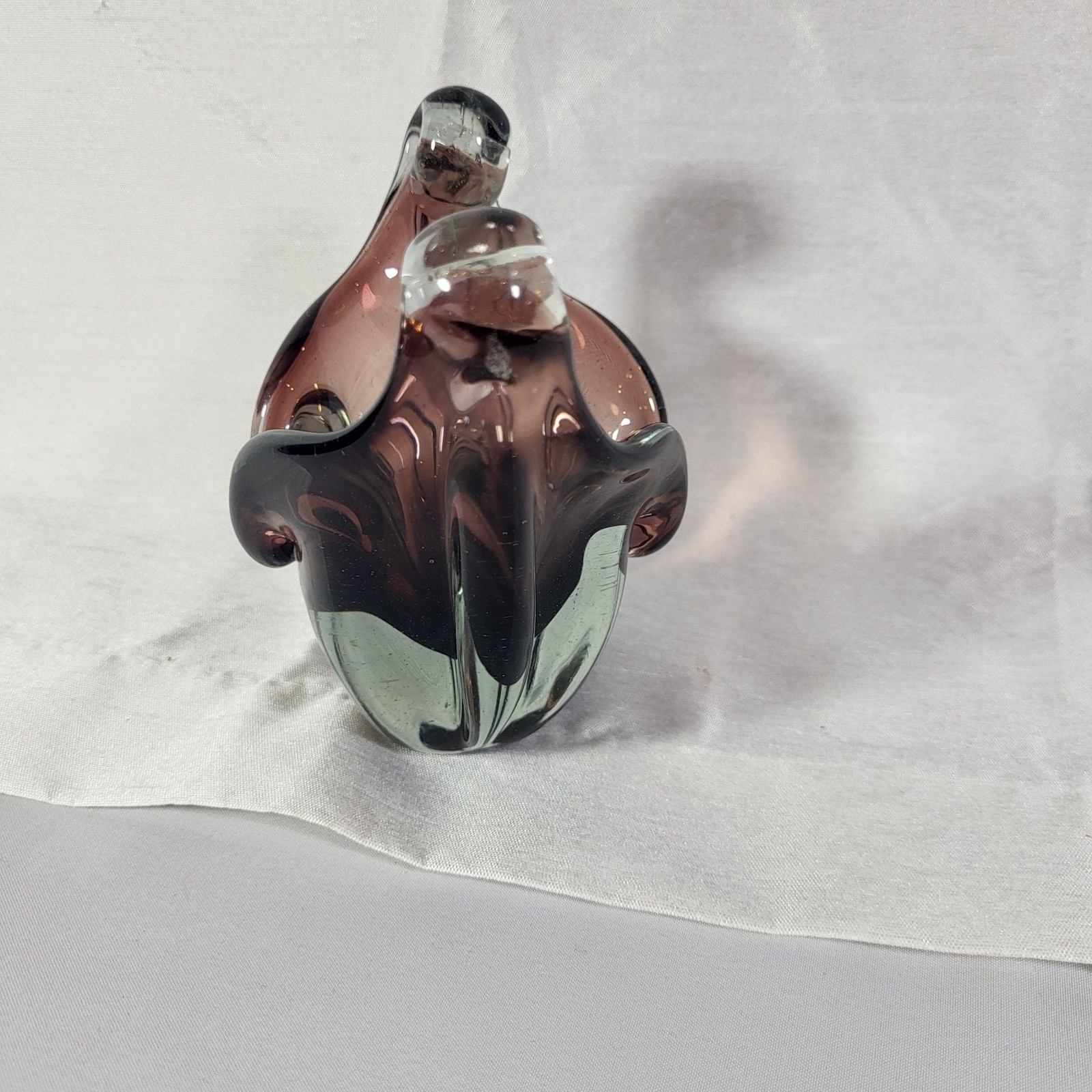Vintage Murano Sommerso Amethyst Glass Bowl with Curled Handles