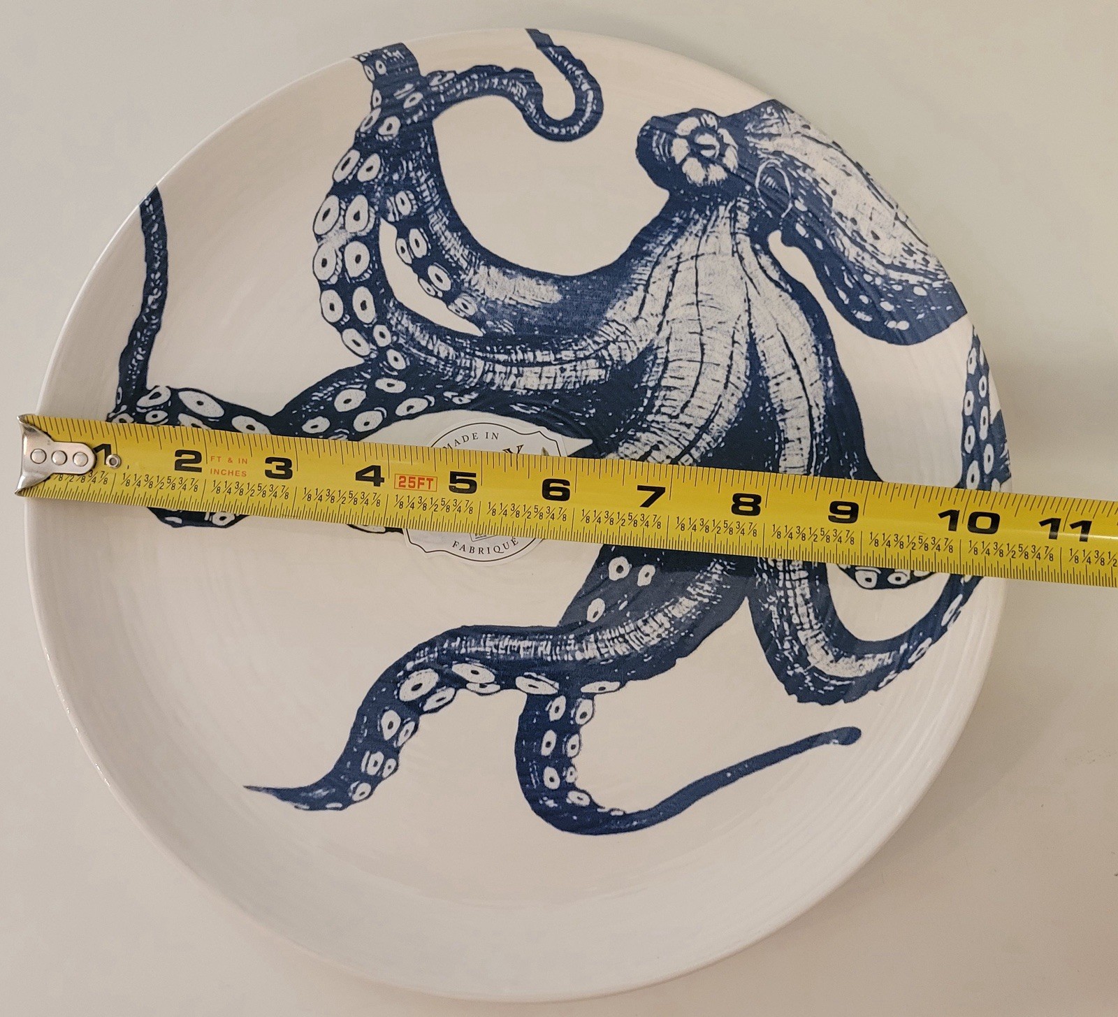 4 ct Ceramiche Italia 11” Dinner Plates Blue Octopus Lucy Italy CeramicheItalia