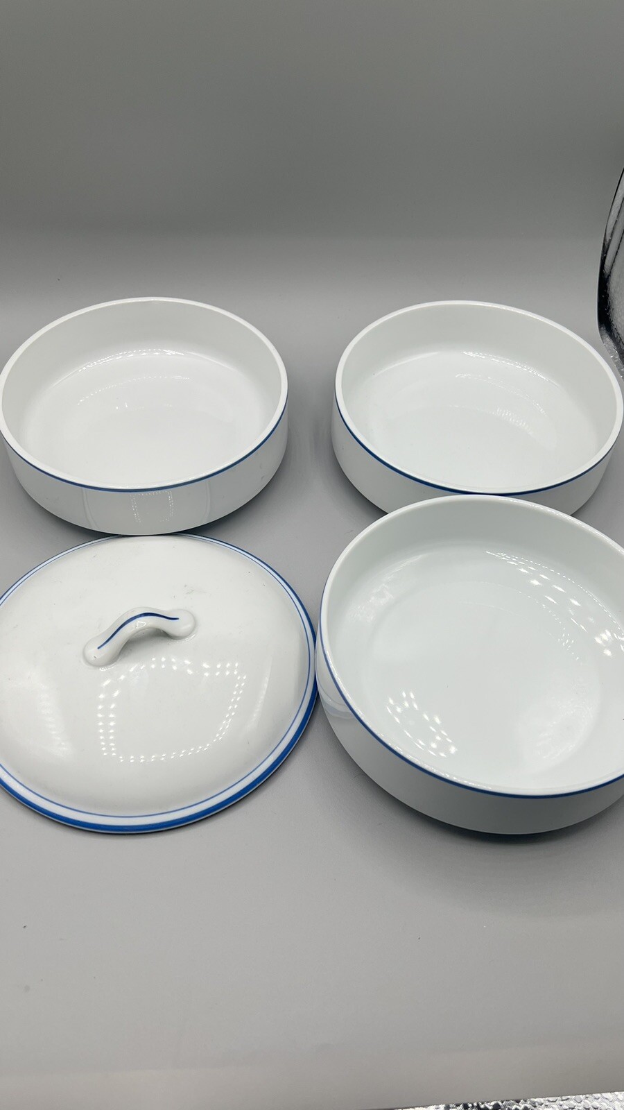 Vtg Scandinavian Stacking Bowls (3) W Lid In Perfect Condition 6” X 2”
