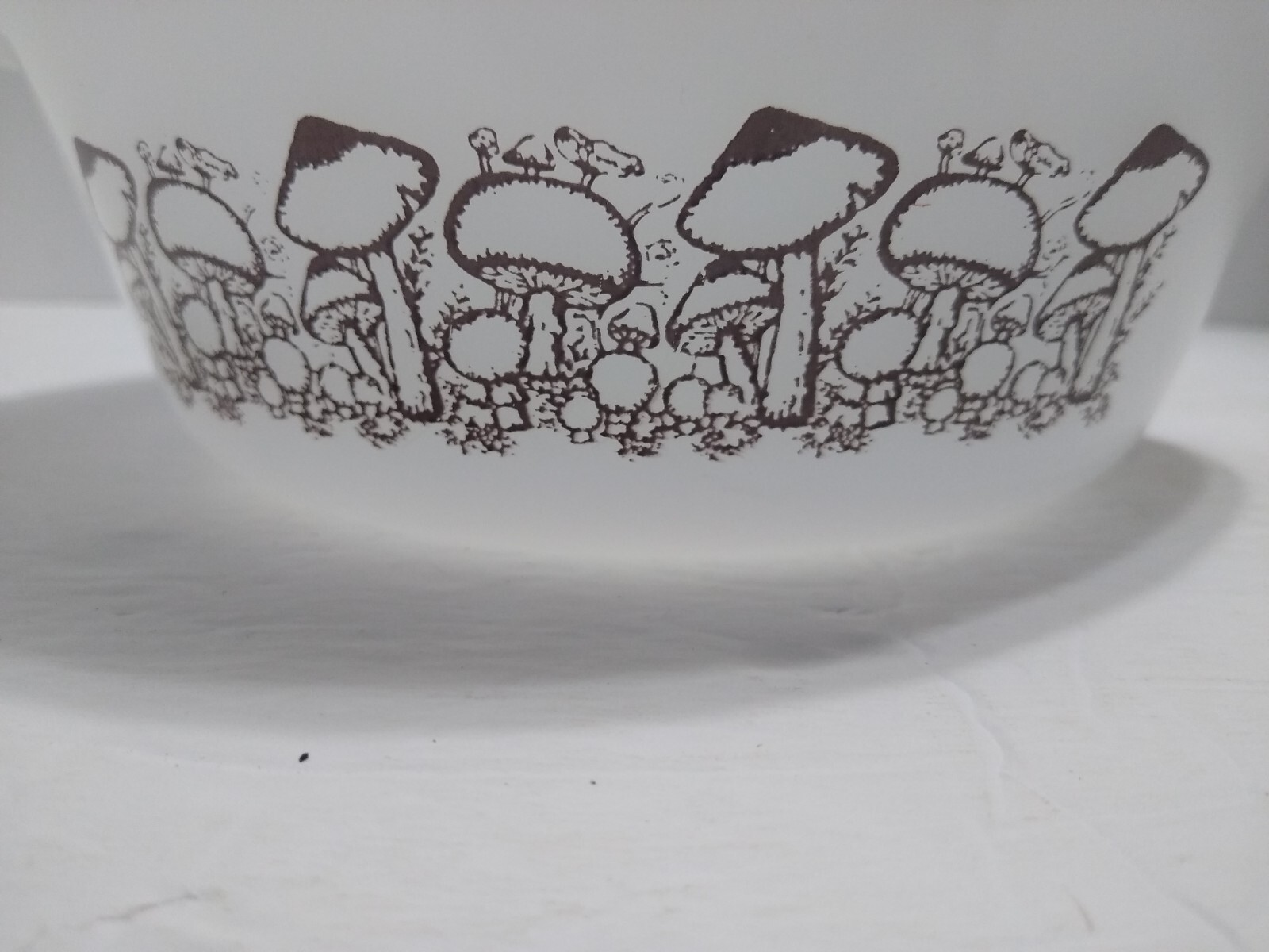 Vintage Glasbake Mushroom Round Casserole Dish 1 Qt Milk Glass READ No Lid Retro