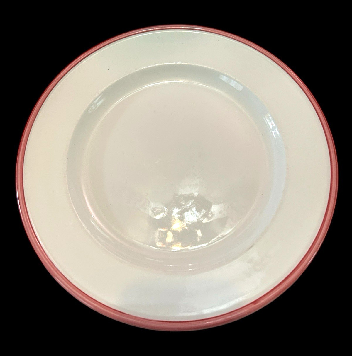 HABITAT Kristina Platter/Chop = White/Pink Rim 1980s UK Pottery @ 11-3/4 Inches