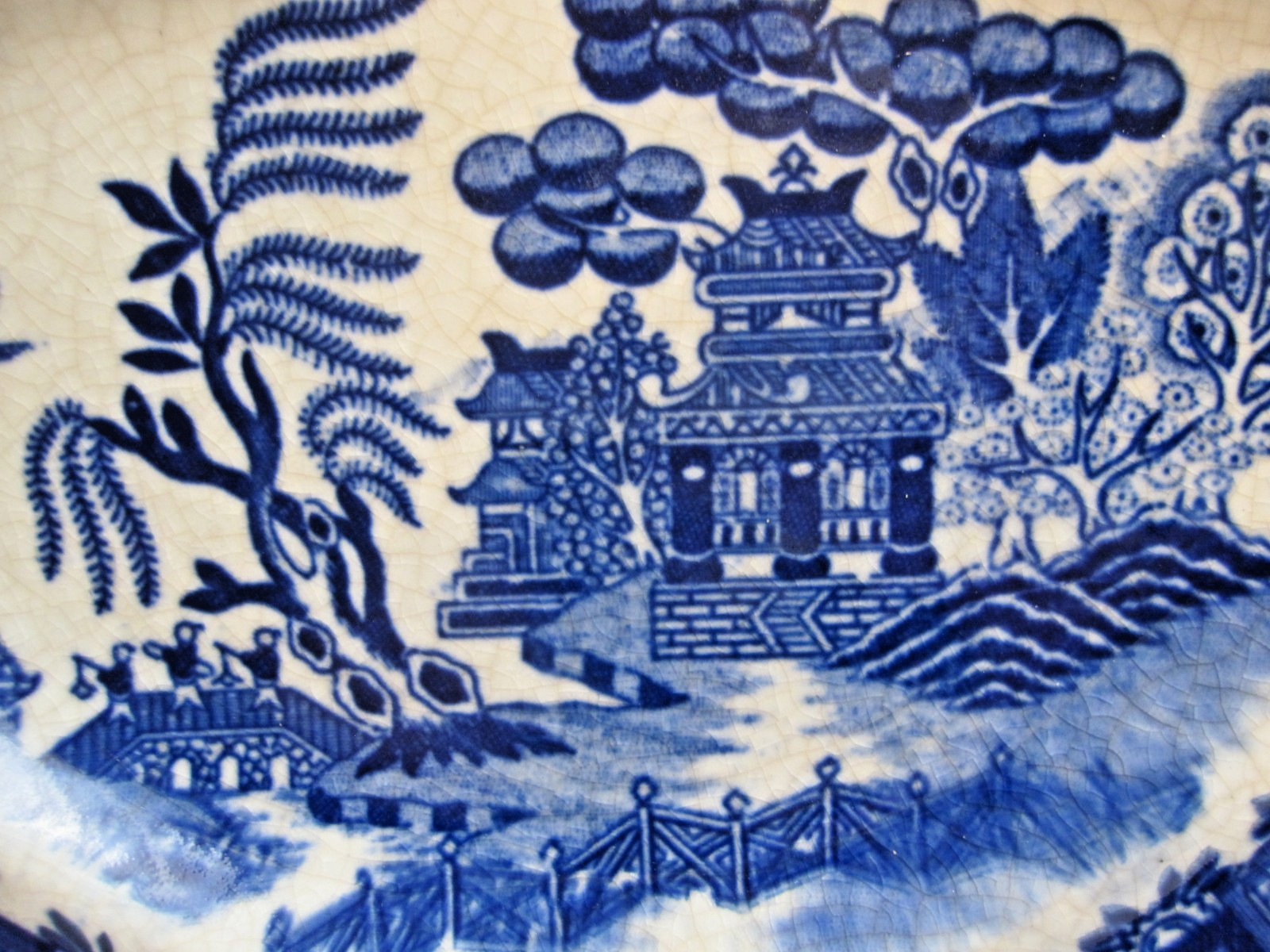 Vtg Rare Made in Occupied Japan Motjama Blue Willow Divided Dinner Plate 10-1/4″
